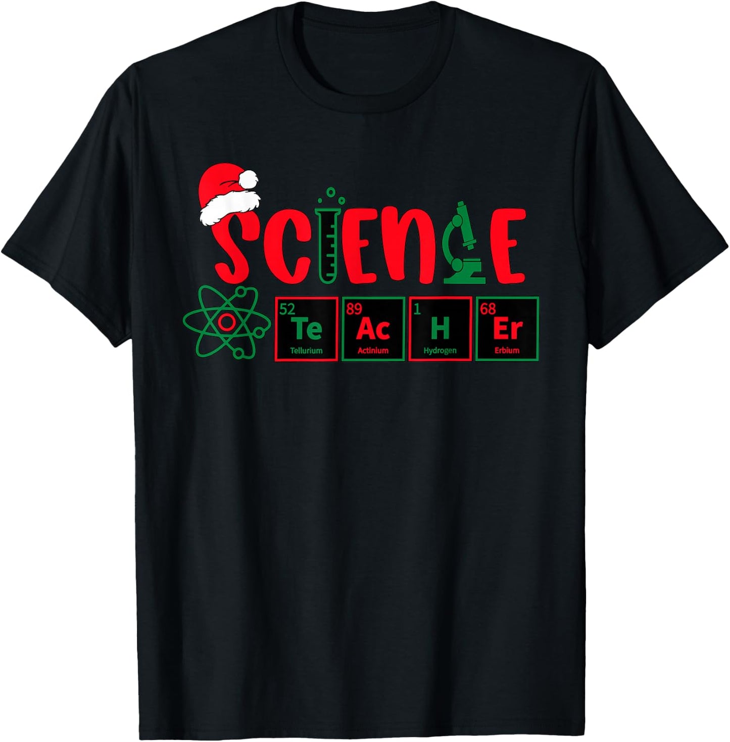 Christmas Science Teacher Santa Educator Chemical Elements T-Shirt - T-Shirt | Black