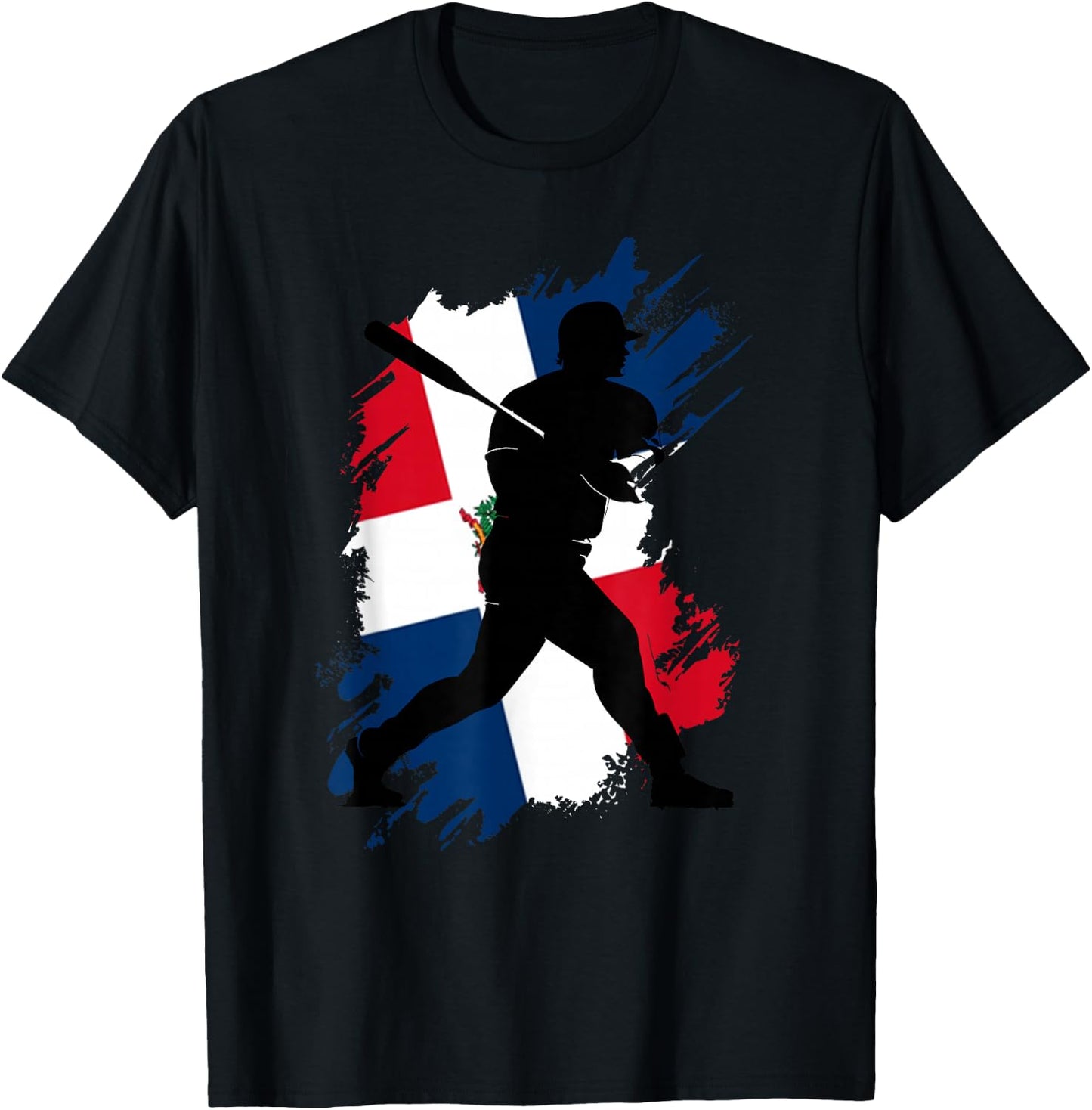 Dominican Republic Flag Baseball Player Sports T-Shirt - T-Shirt | Black