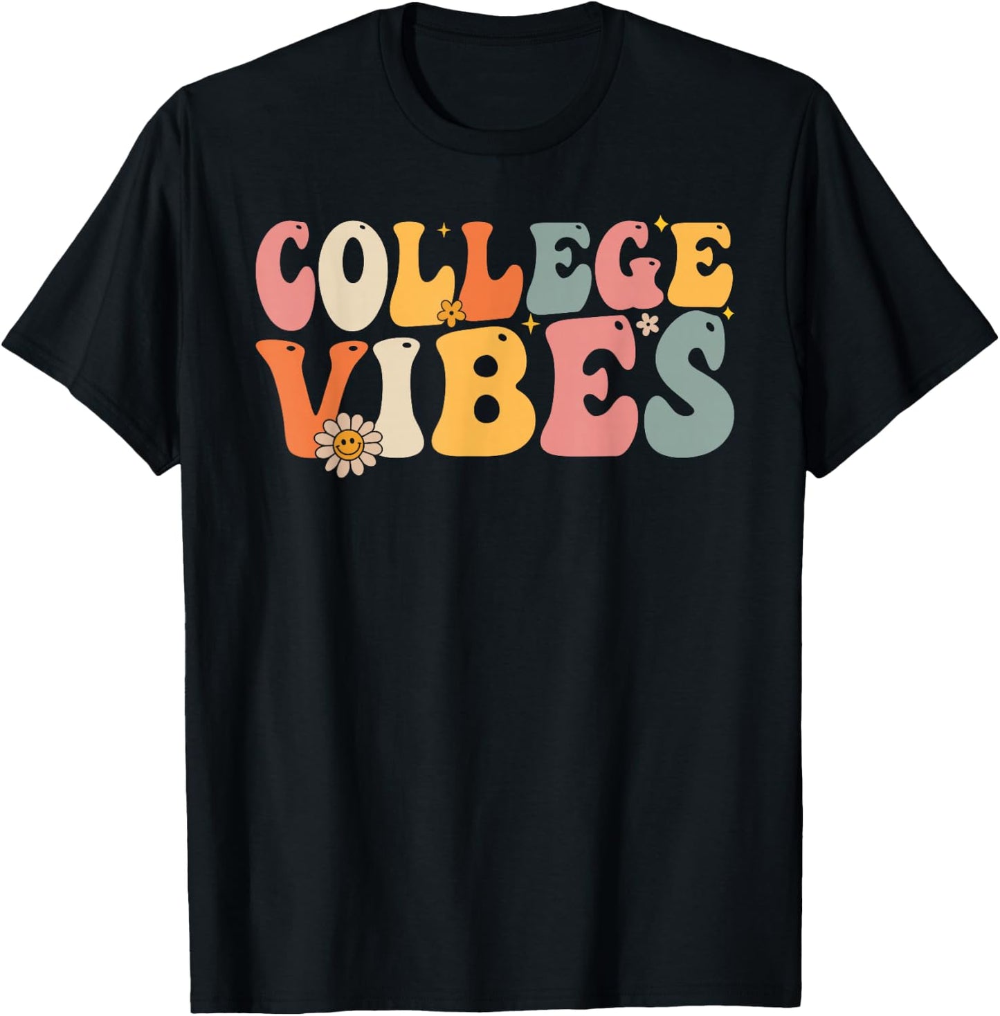 College Vibes College Team Retro 1st Day of School T-Shirt - T-Shirt | Black