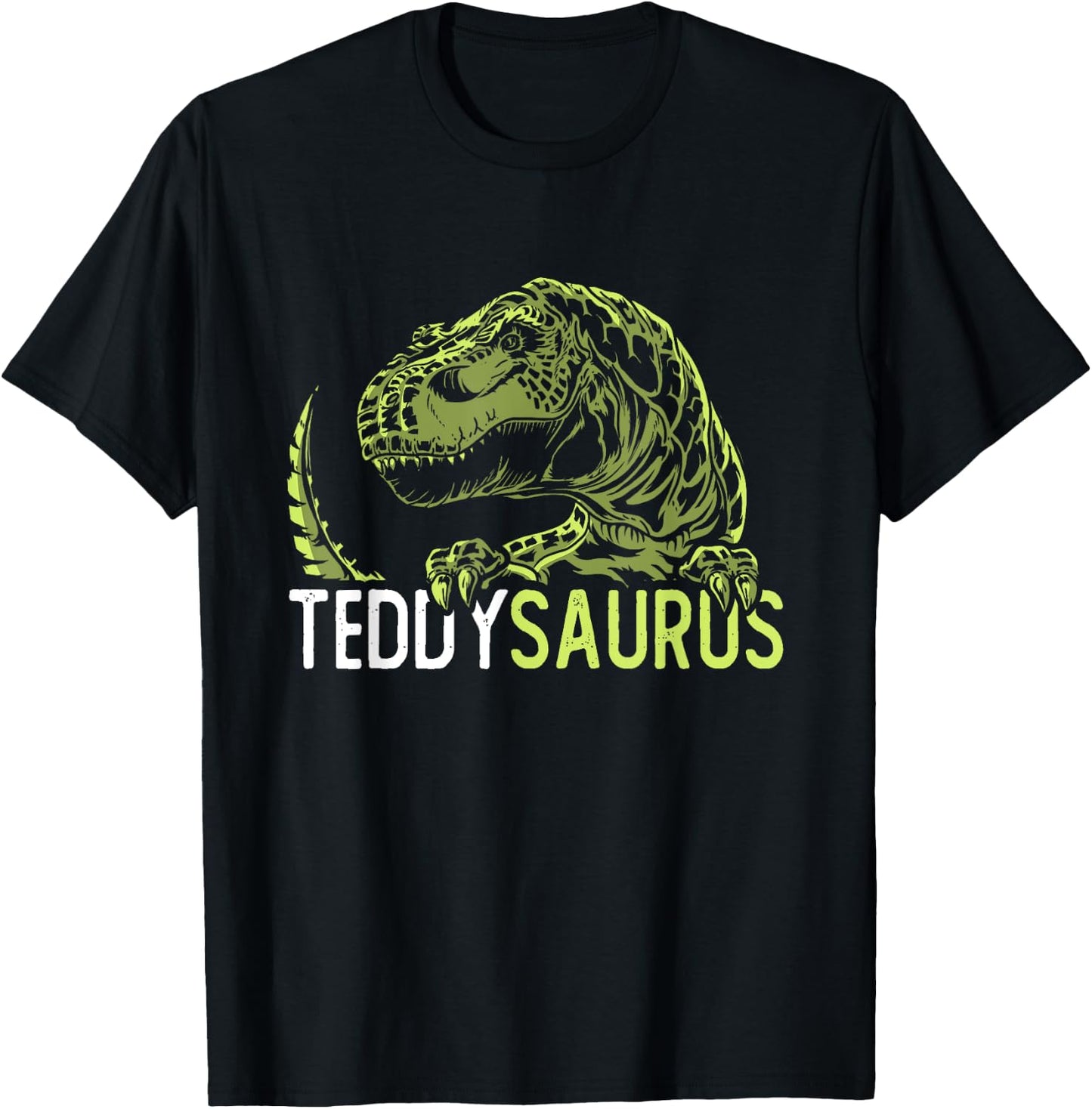 Teddy Saurus Personalised Name Dinosaur T-Rex T-Shirt - T-Shirt | Black