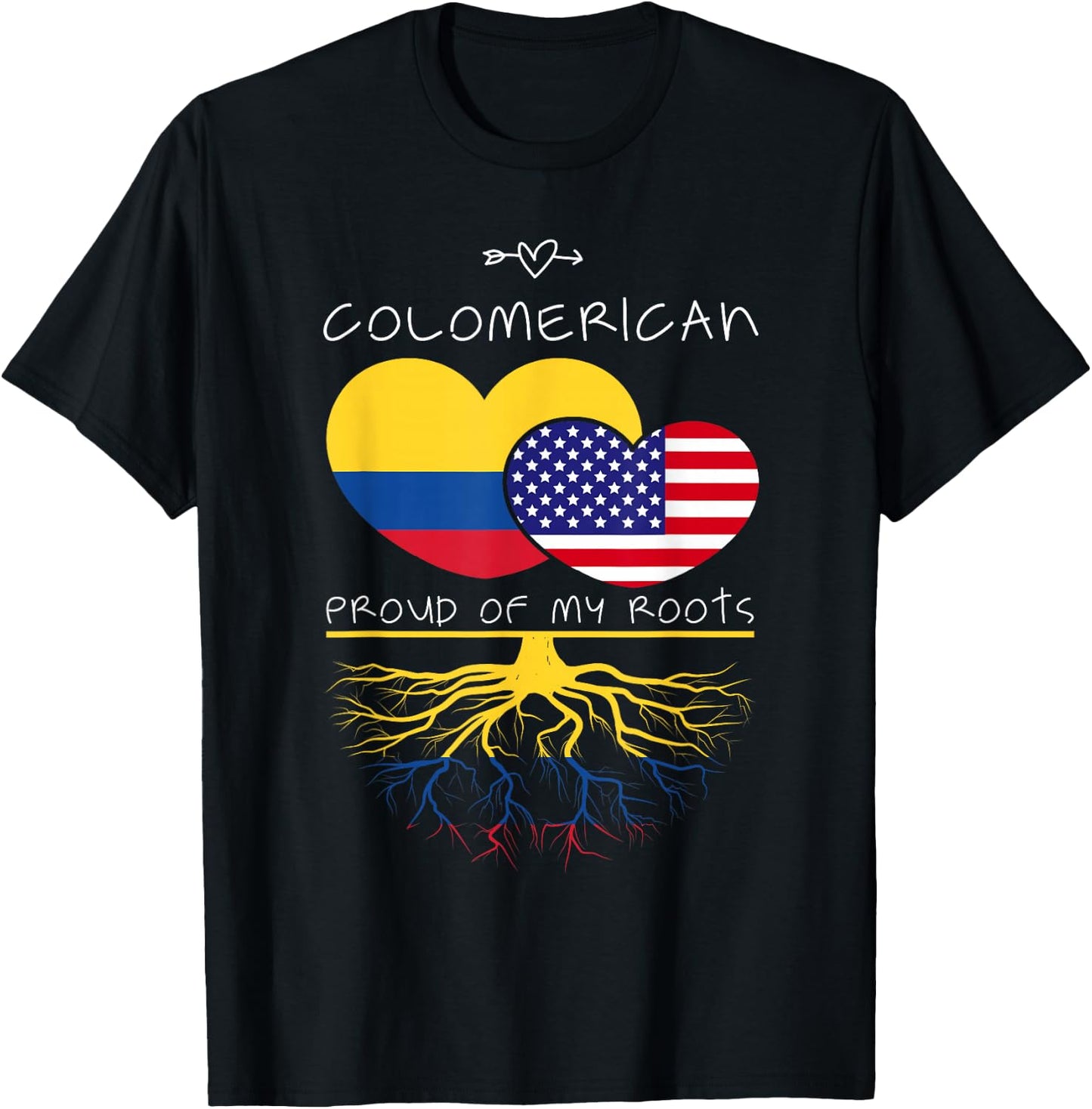 Colombia USA Proud Of Both Countries Colomerican T-Shirt - T-Shirt | Black
