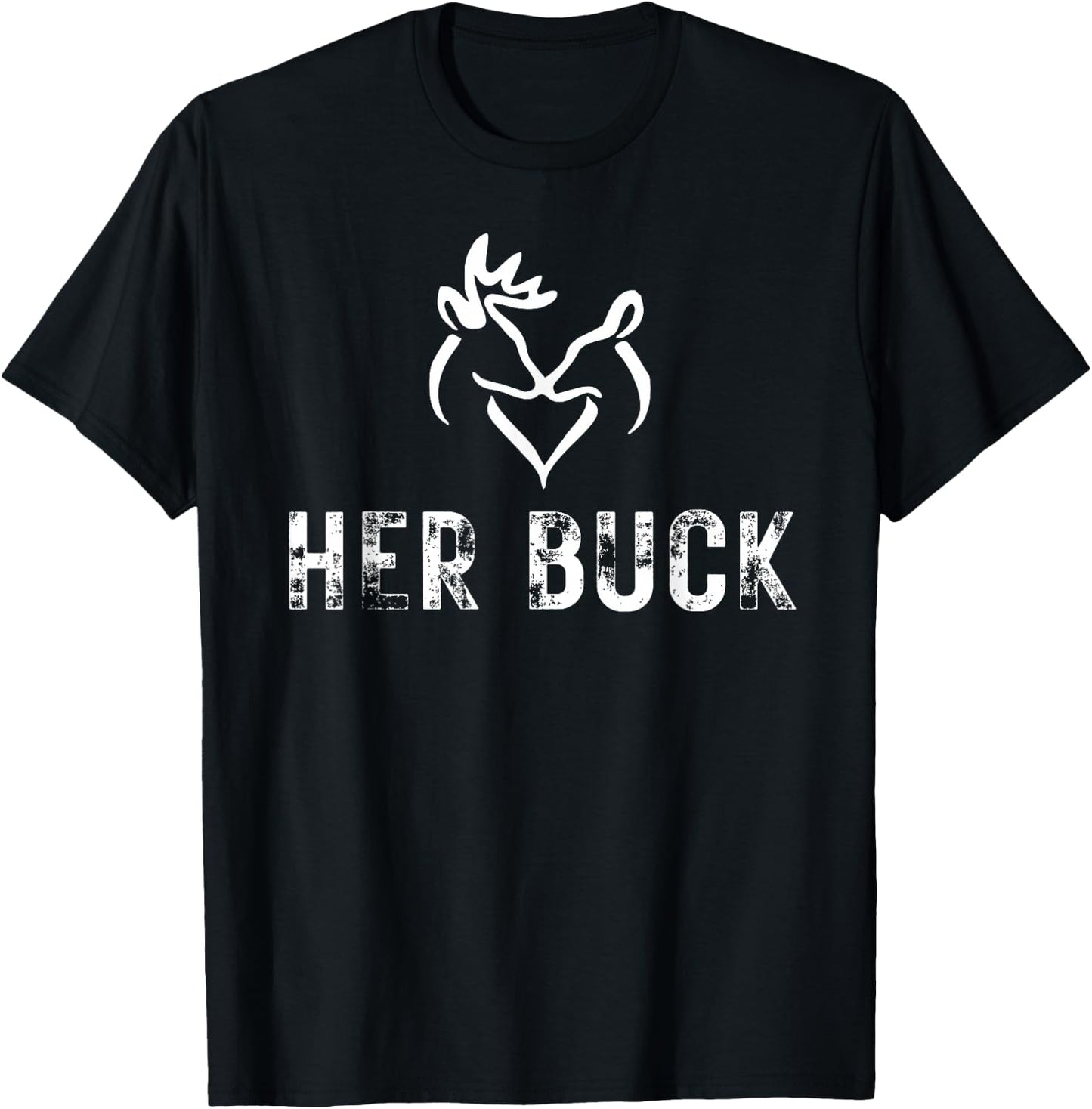 Her Buck Matching Hunting Couples Valentines Day BF T-Shirt - T-Shirt | Black