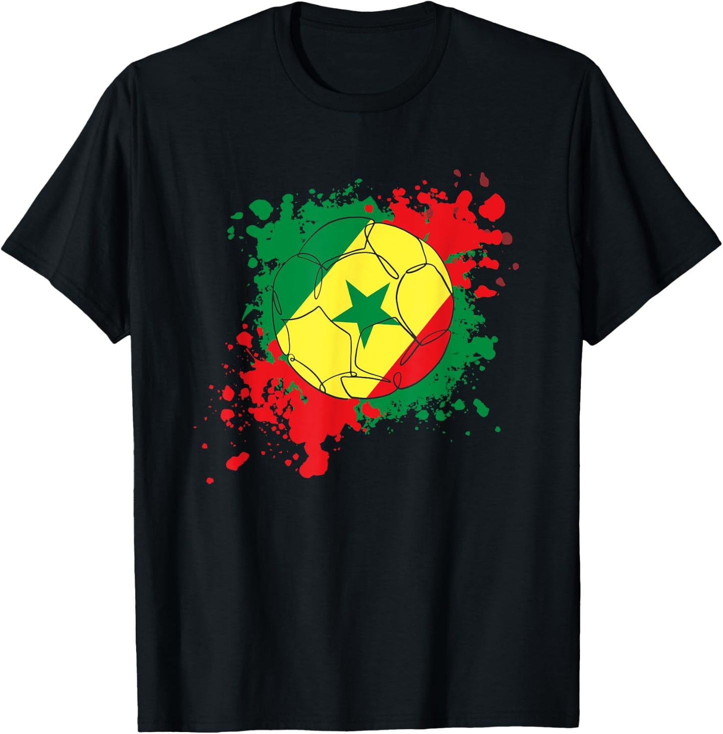 Soccer Ball With The Flag Of Senegal T-Shirt - T-Shirt | Black