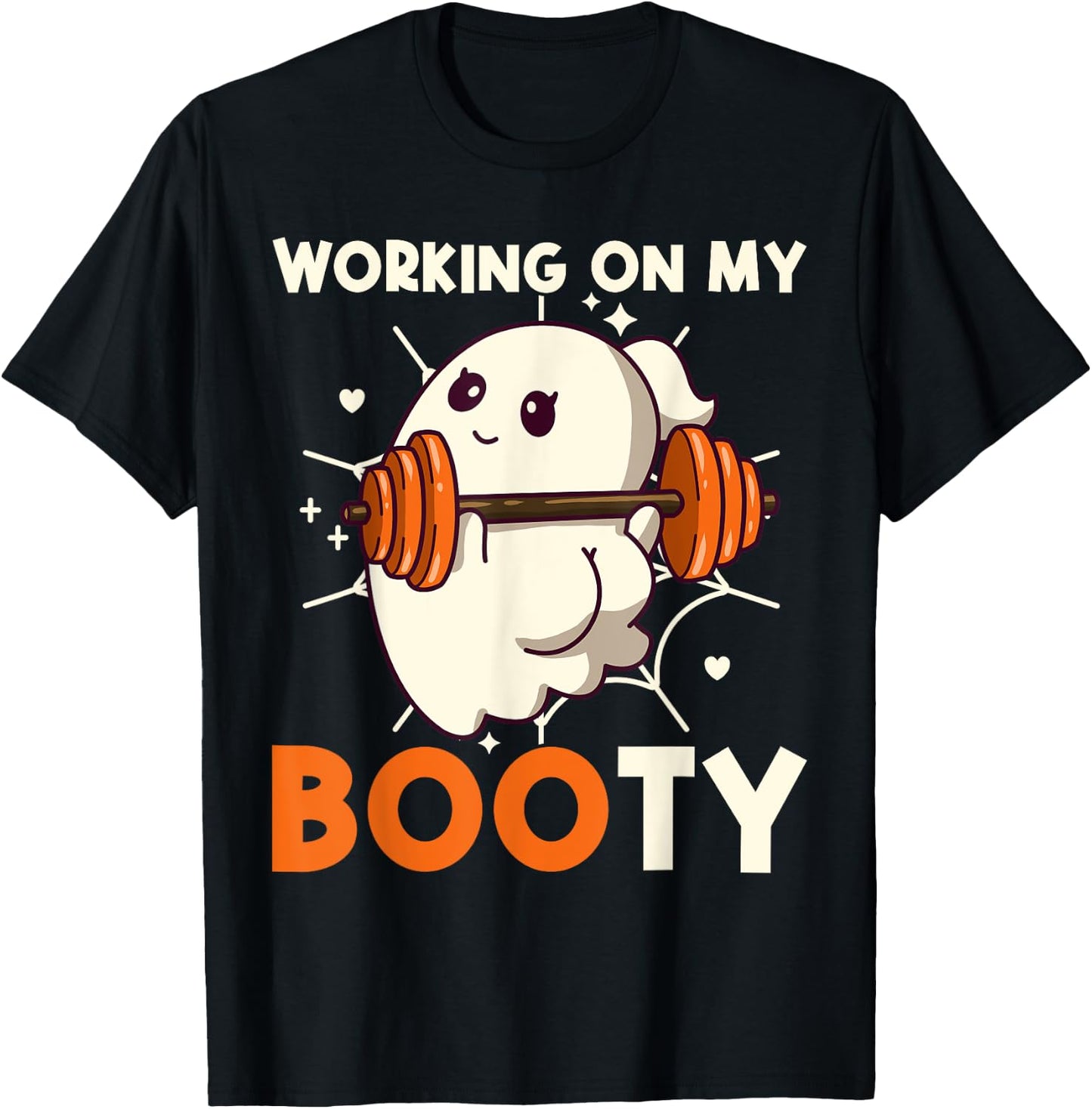Working On My Booty Ghost Boo Gym Lover Halloween Funny T-Shirt - T-Shirt | Black
