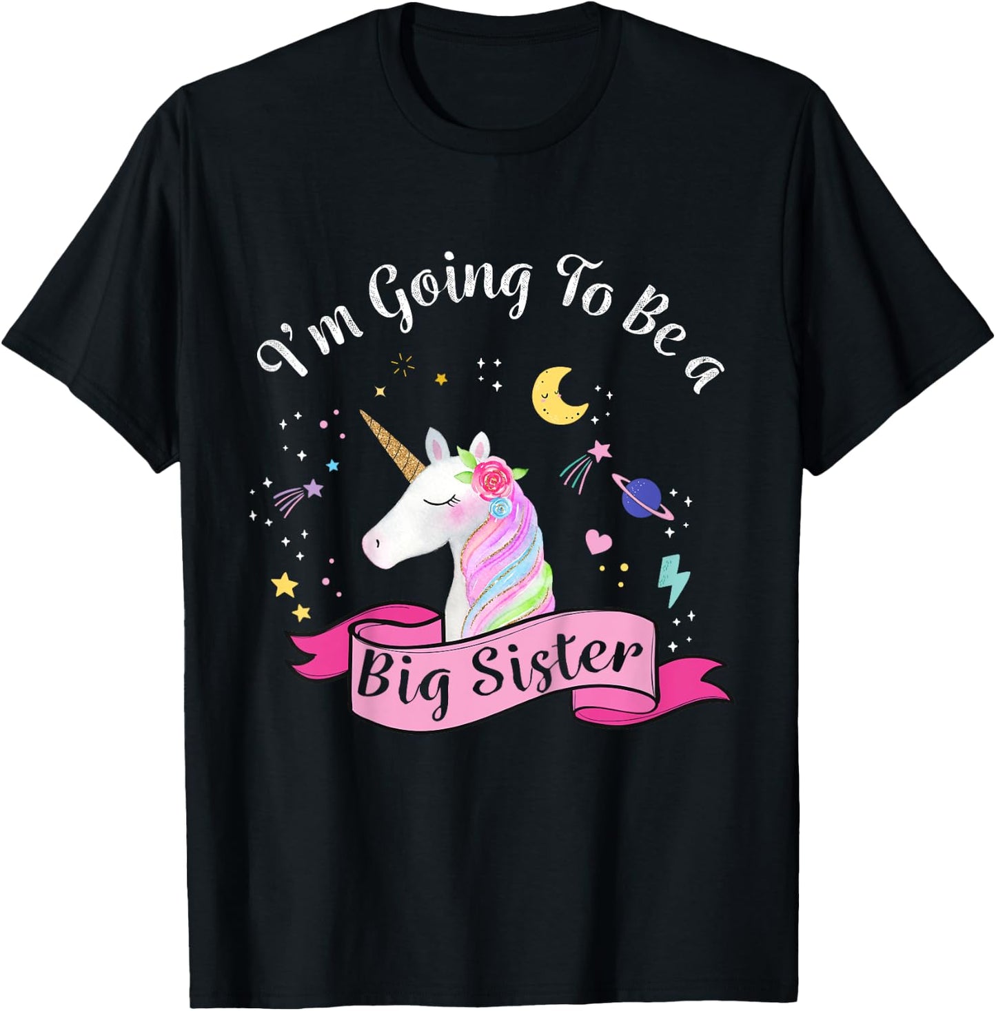 Big Sister Unicorn Shirt I'm Going to be a Big Sister T-Shirt - T-Shirt | Black