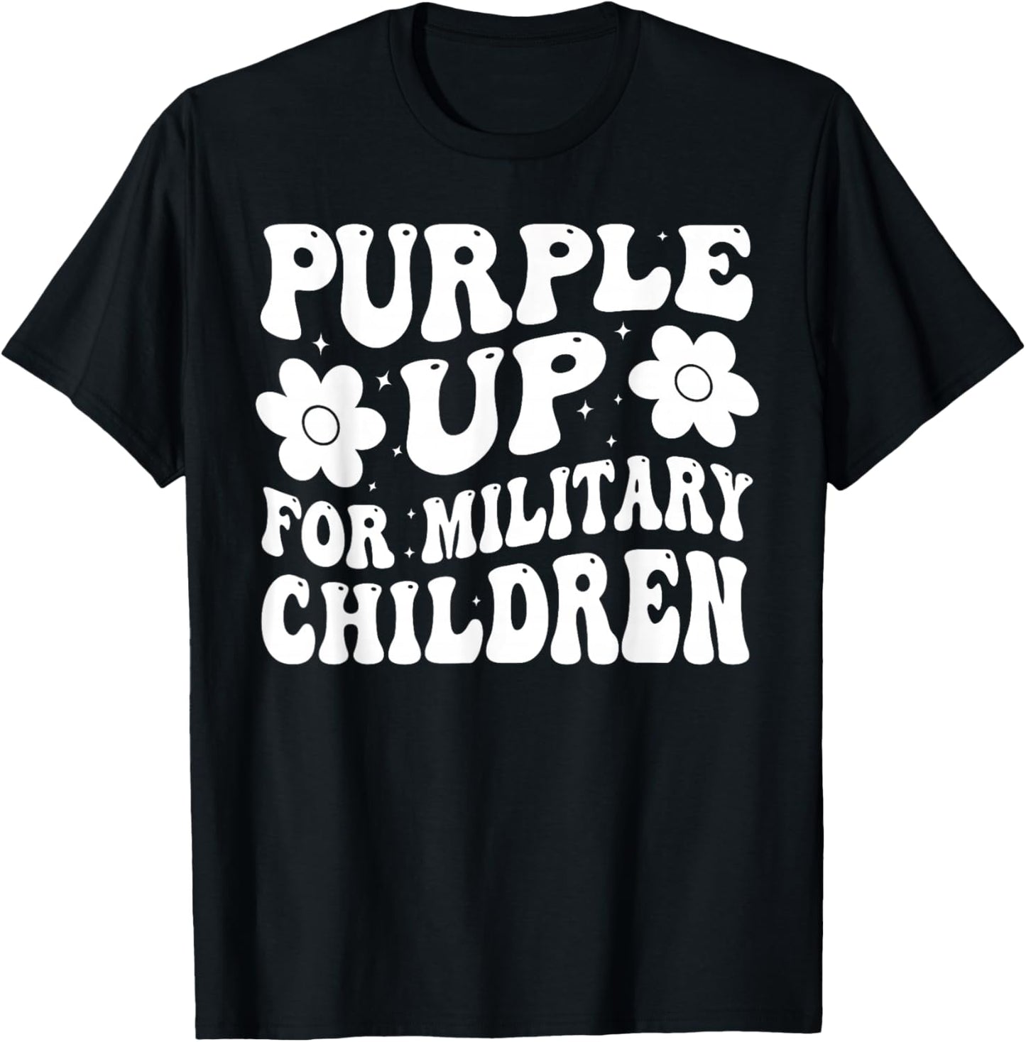 Purple Up For Military Kids Military Child Month Groovy T-Shirt - T-Shirt | Black