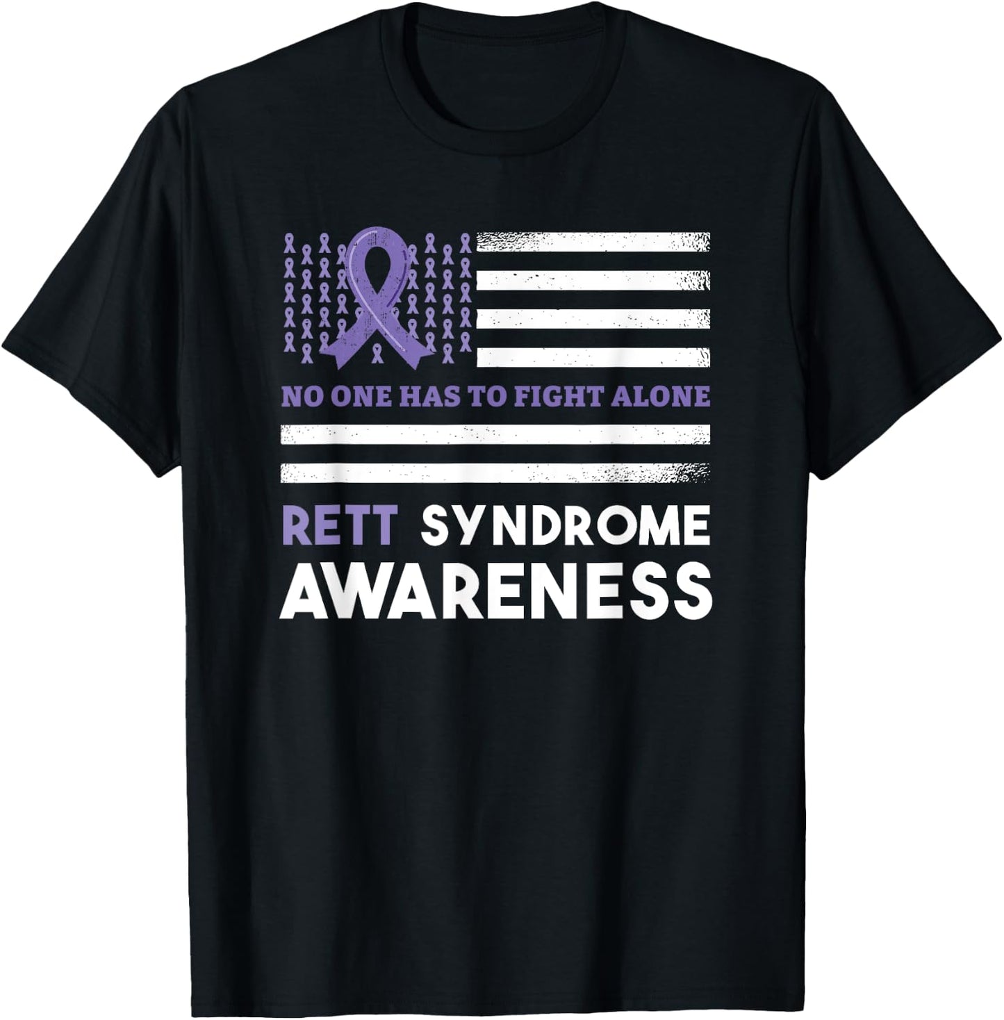 Rett Syndrome Awareness Butterfly Ribbon Purple Support T-Shirt - T-Shirt | Black