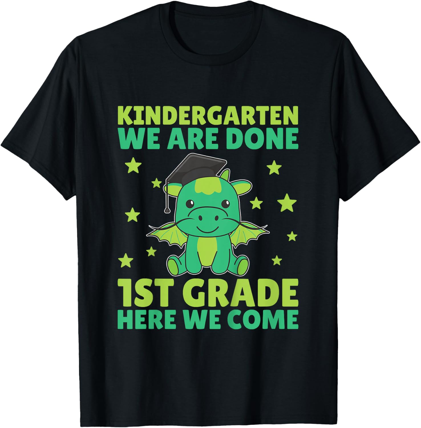 Kids Kids Kindergarten Graduate Dragon Graduation T-Shirt - T-Shirt | Black