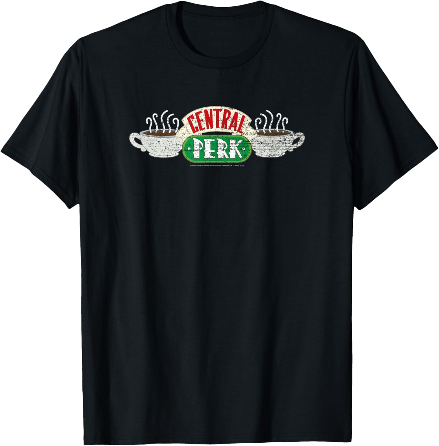 Friends Vintage Central Perk on Black T-Shirt - T-Shirt | Black