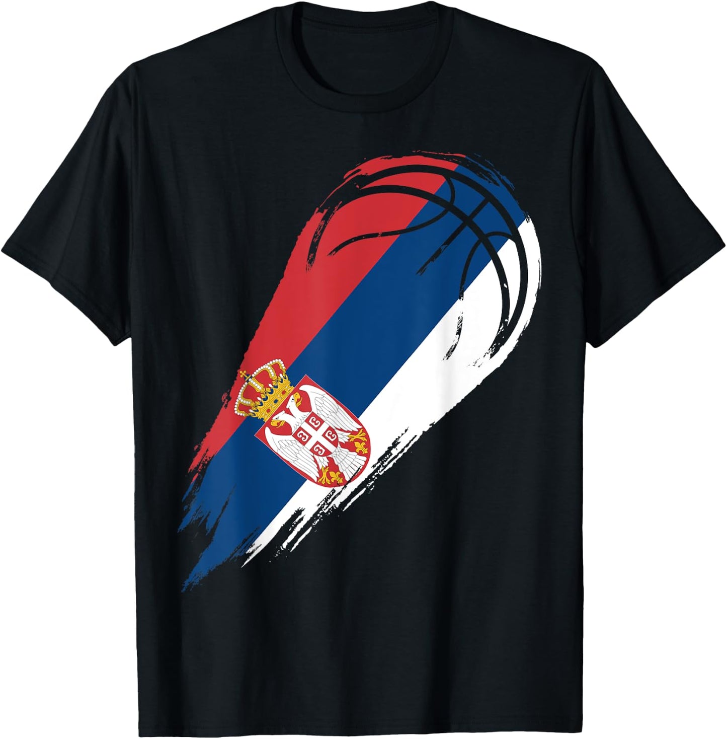 Basketball with flag of Patriotic Serbia T-Shirt - T-Shirt | Black
