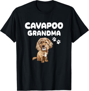 Cavapoo Grandma. Red Cavapoo Dog Puppy and Paws Women T-Shirt - T-Shirt | Black