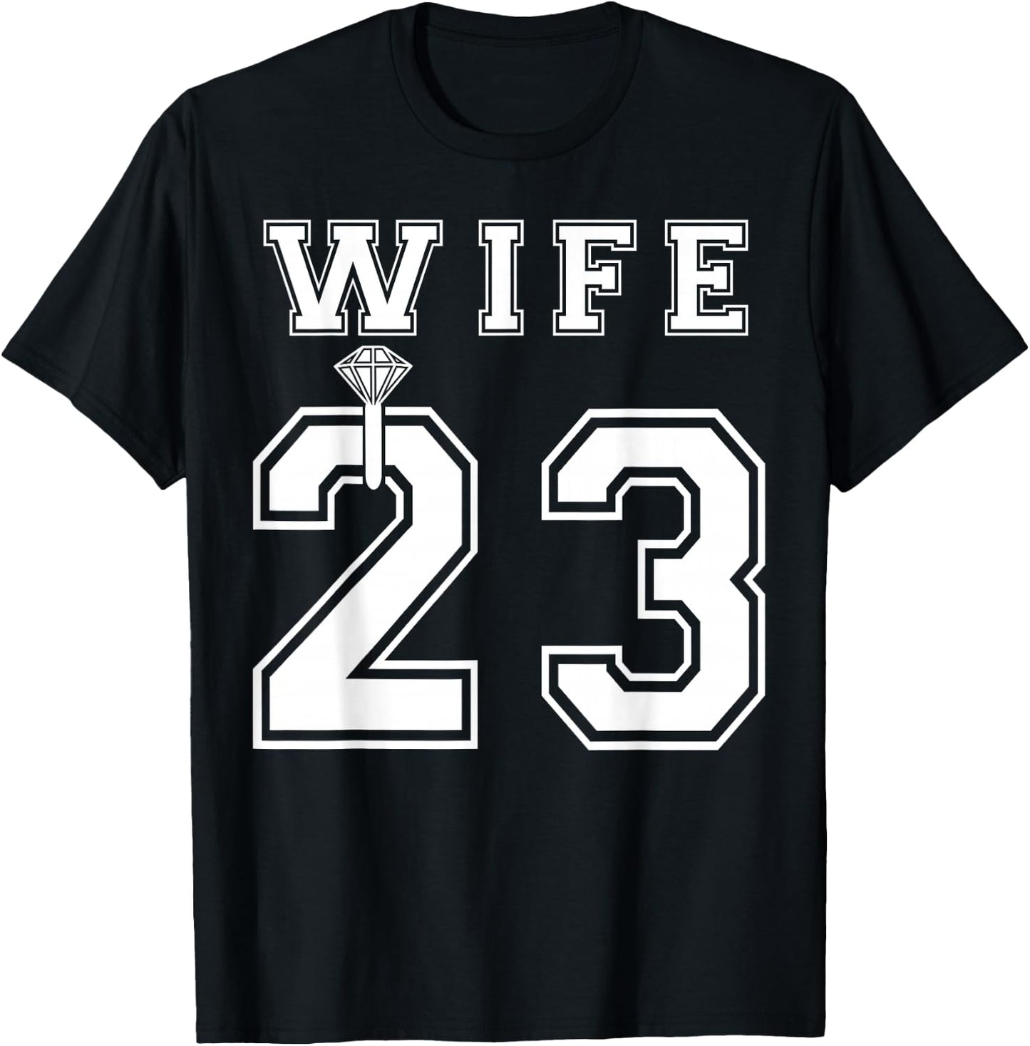 Wife Husband Matching 2023 Engagement Party Honeymoon T-Shirt - T-Shirt | Black