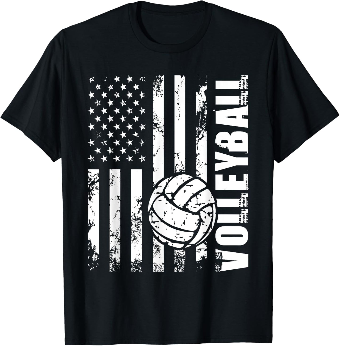 Beach Volleyball - USA American Flag Setters Players Coach T-Shirt - T-Shirt | Black