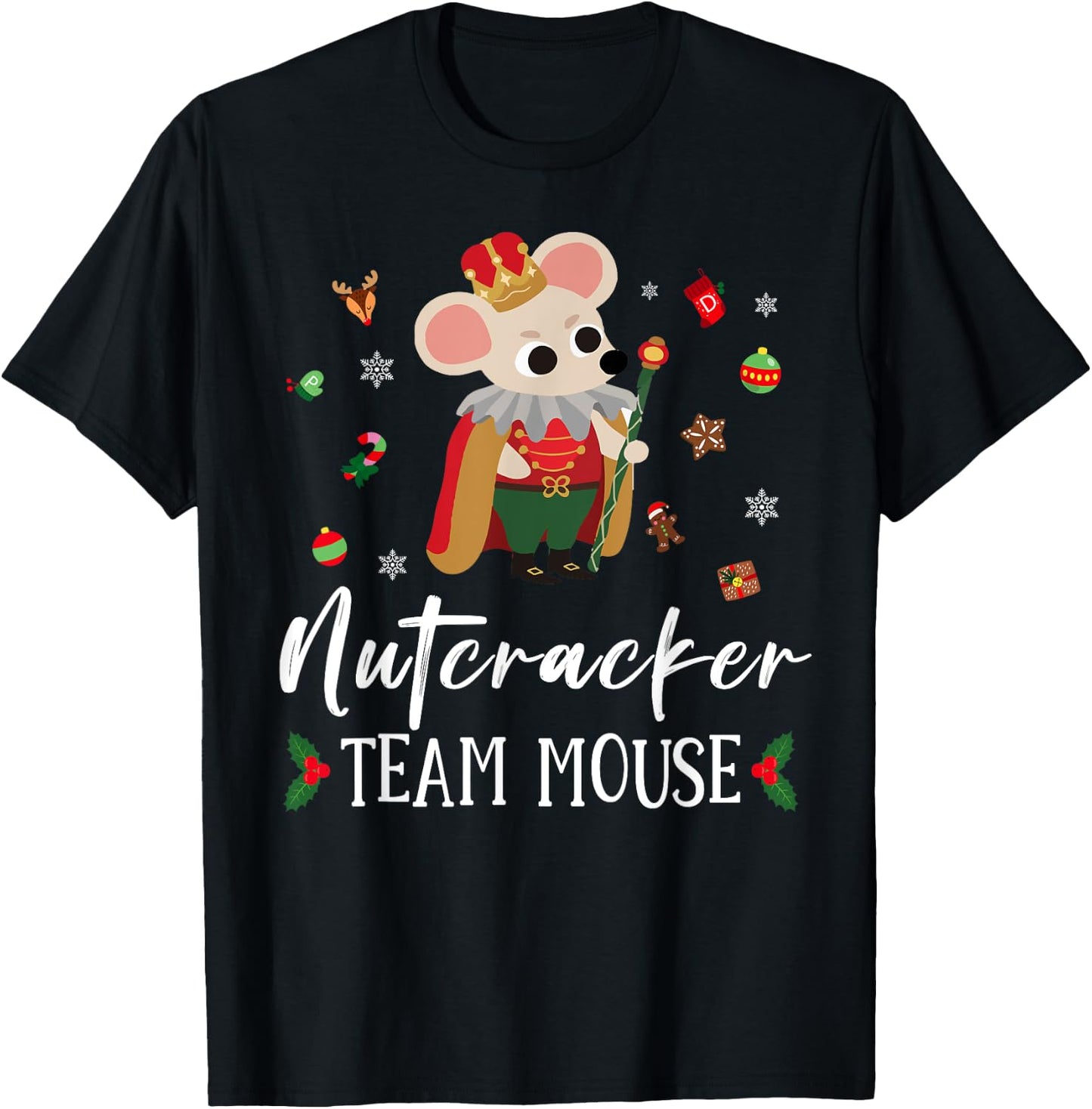 Funny Nutcracker Soldier Toy Christmas Dance Team Mouse Crew T-Shirt - T-Shirt | Black