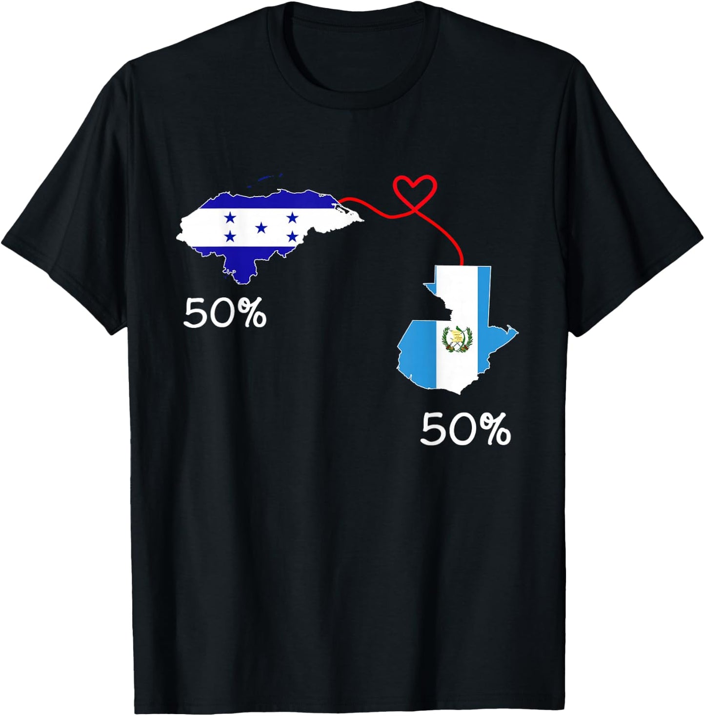 Half Honduran Half Guatemalan Flag Map Guatemala Honduras T-Shirt - T-Shirt | Black