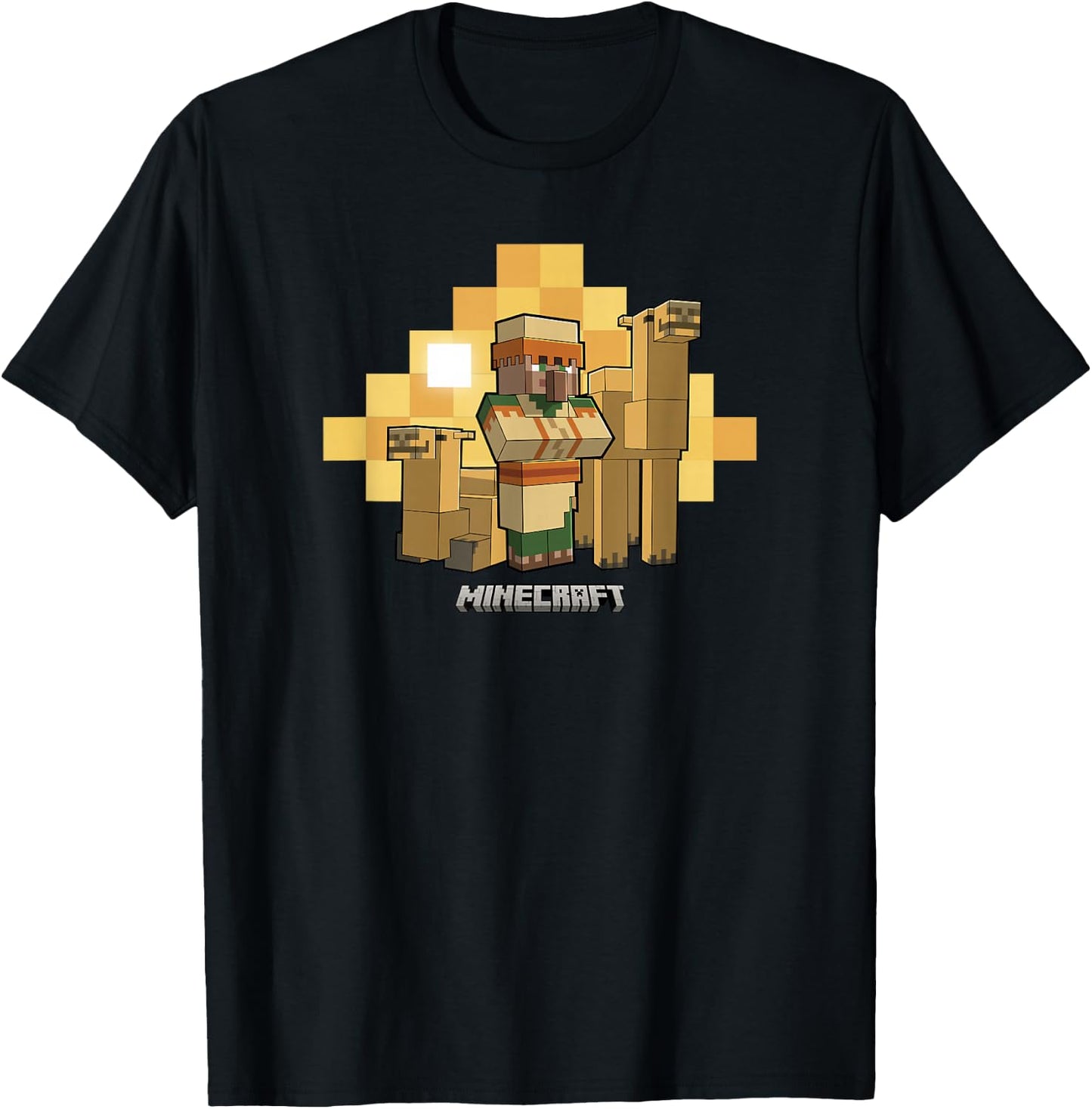 Minecraft Vanilla Villager & Camels Desert Portrait T-Shirt - T-Shirt | Black