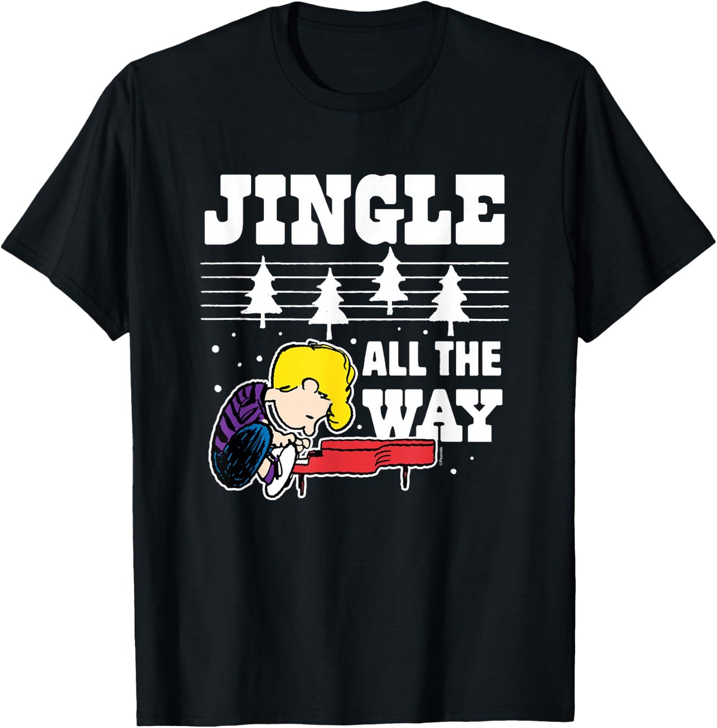 Peanuts - Schroeder Christmas Piano Jingle All The Way T-Shirt - T-Shirt | Black