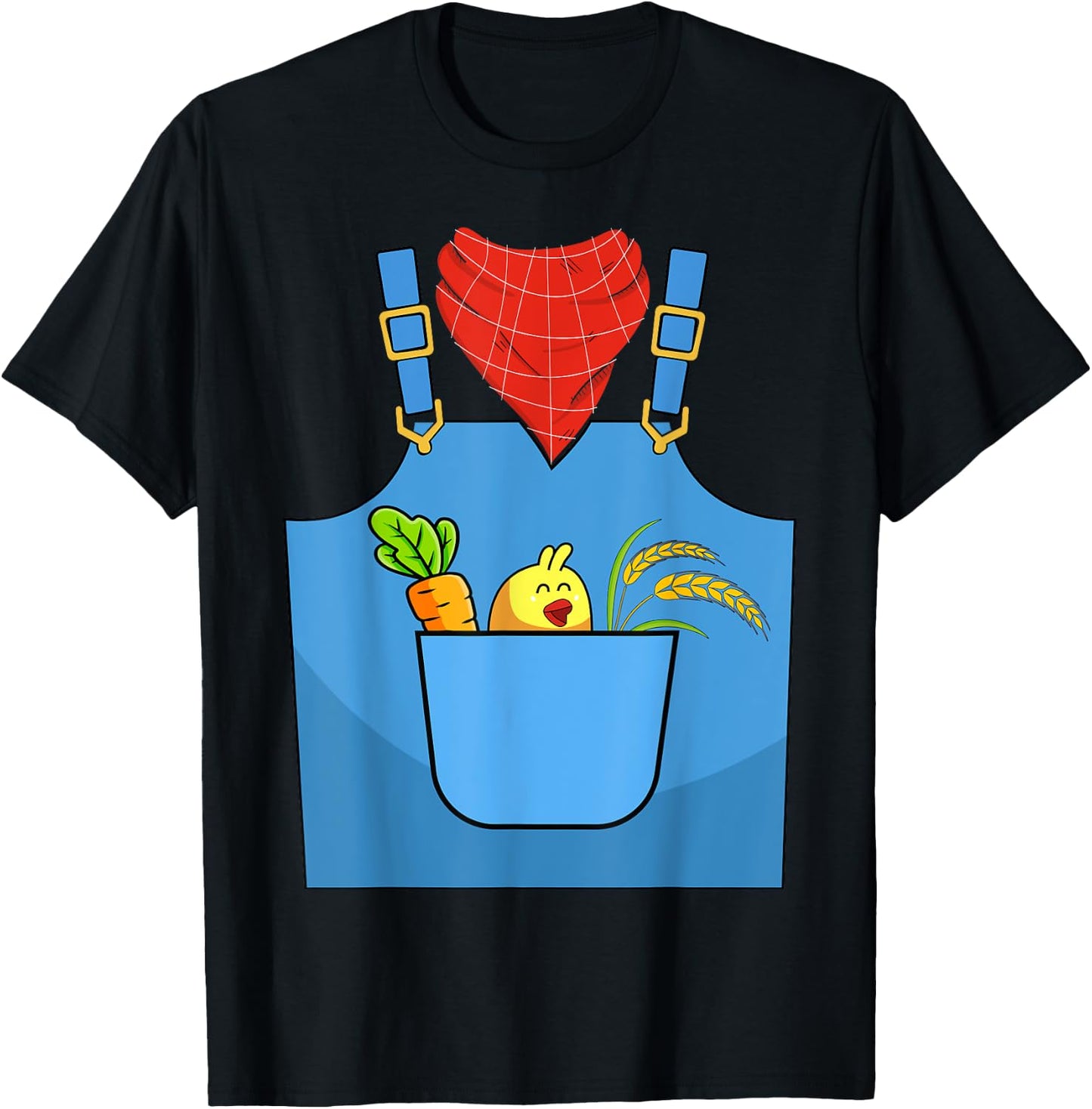 Farmer Costume Halloween Simple Cute Farm Women Men Kids T-Shirt - T-Shirt | Black