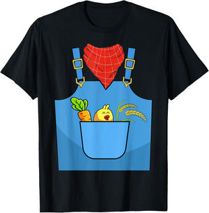 Farmer Costume Halloween Simple Cute Farm Women Men Kids T-Shirt - T-Shirt | Black