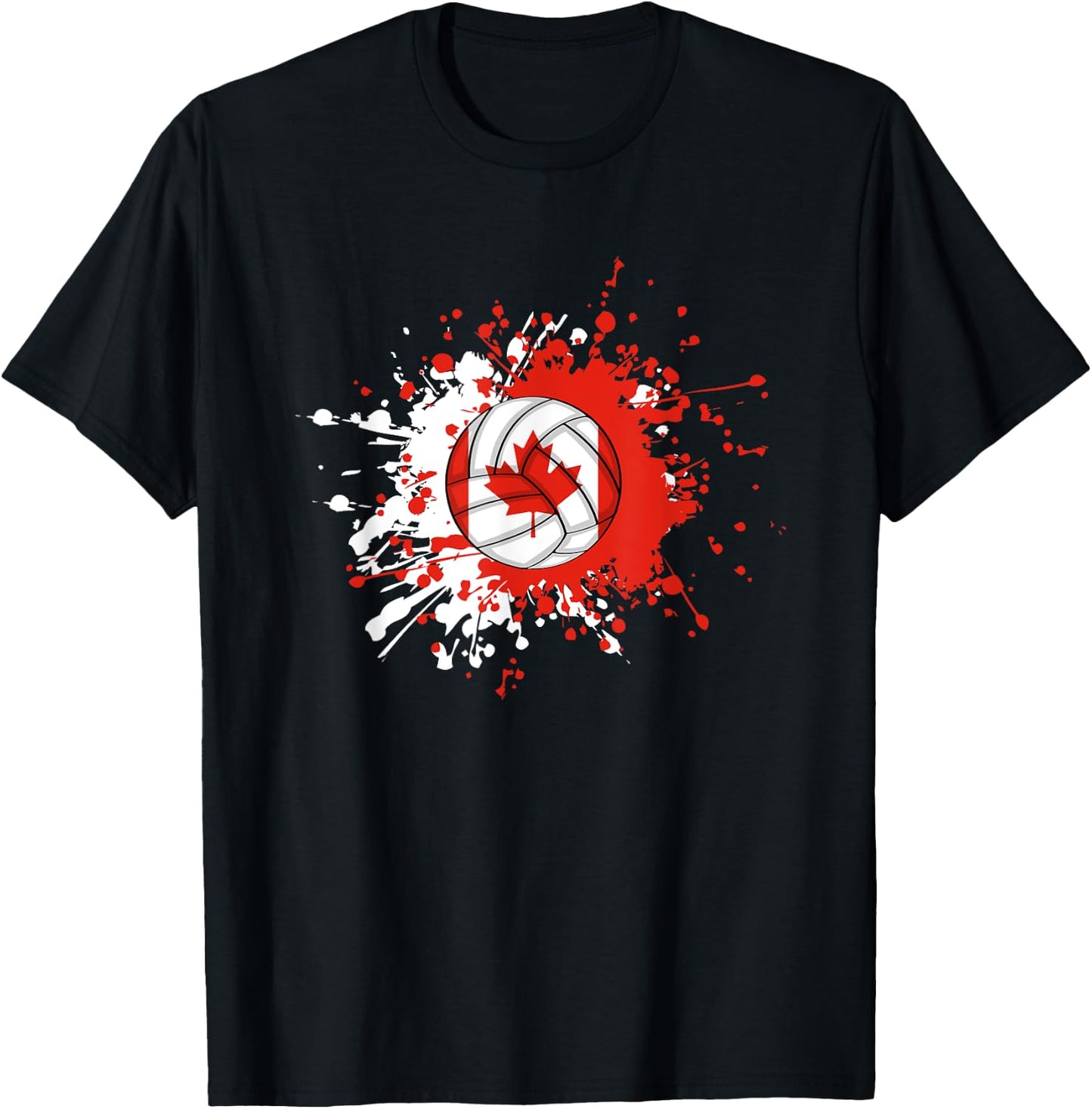 Canadian Volleyball With The Flag Of Canada T-Shirt - T-Shirt | Black