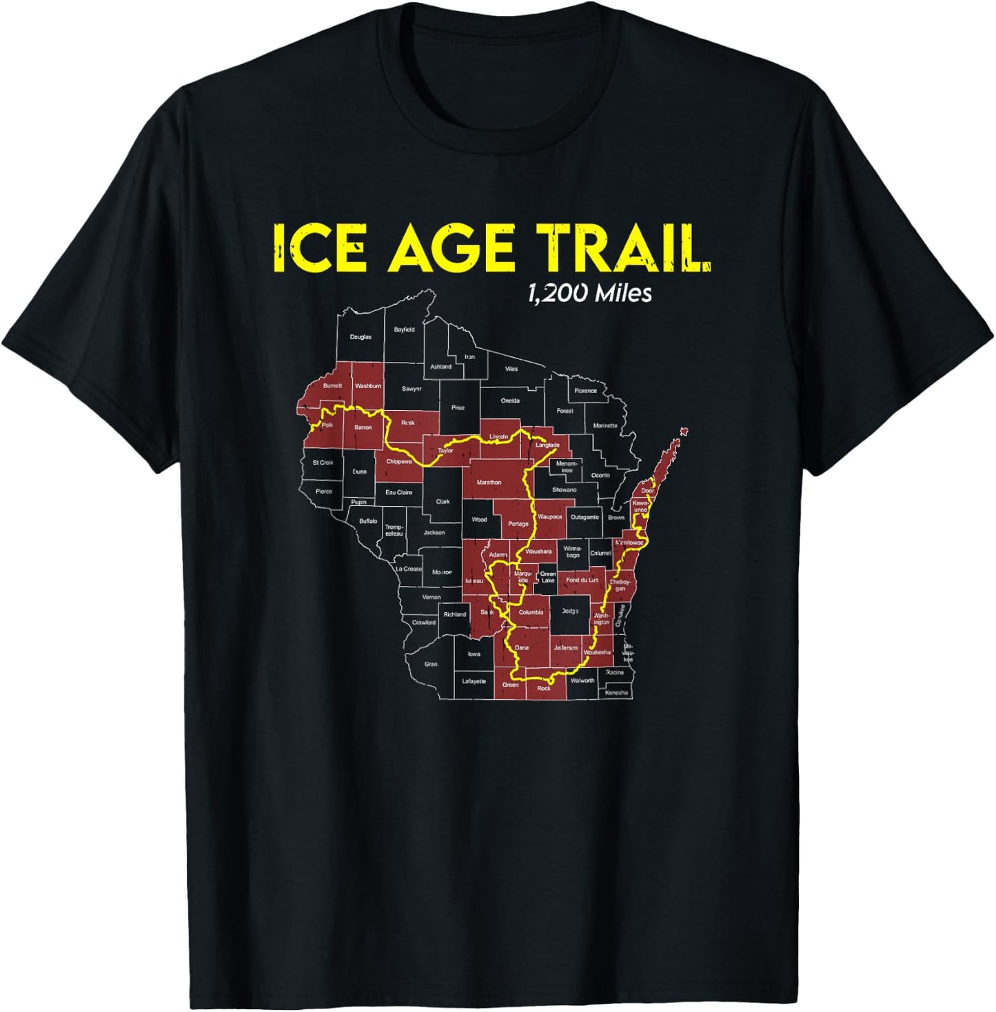 Ice Age Trail Wisconsin Long-Distance Hiking Scenic Trail T-Shirt - T-Shirt | Black