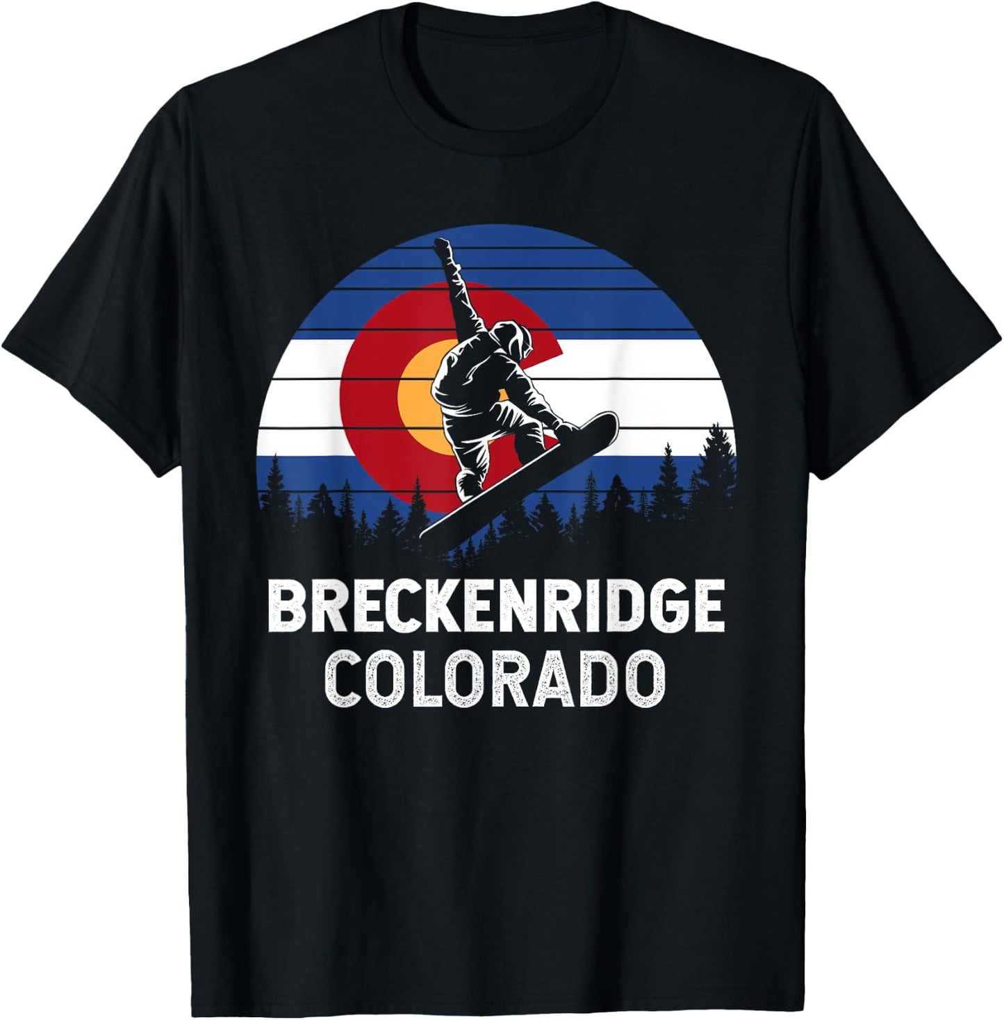 Colorado Snowboarding Gifts And Shirts Breckenridge CO Mountain Town Retro Snowboarding T-Shirt - T-Shirt | Black