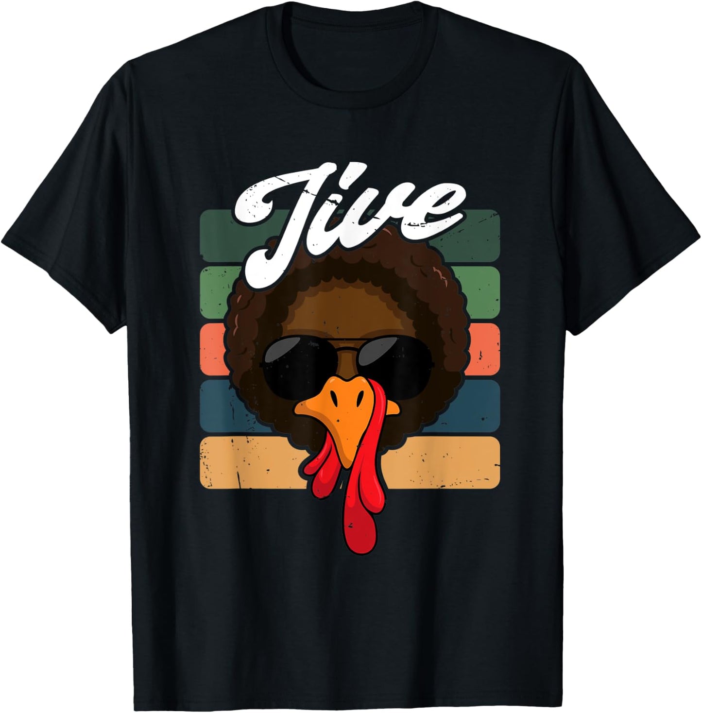 Jive Thanksgiving Turkey Day Face Vintage Retro T-Shirt - T-Shirt | Black