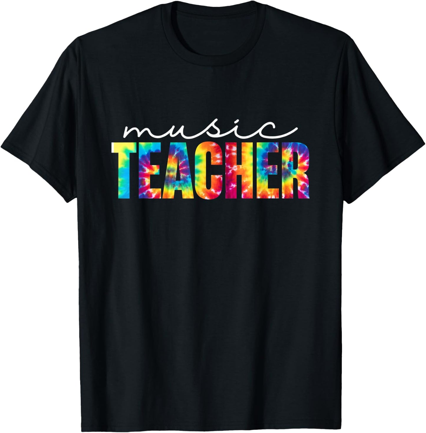 Music Teacher Tie Dye Appreciation Day Hello Back To School Men Women T-Shirt - T-Shirt | Black