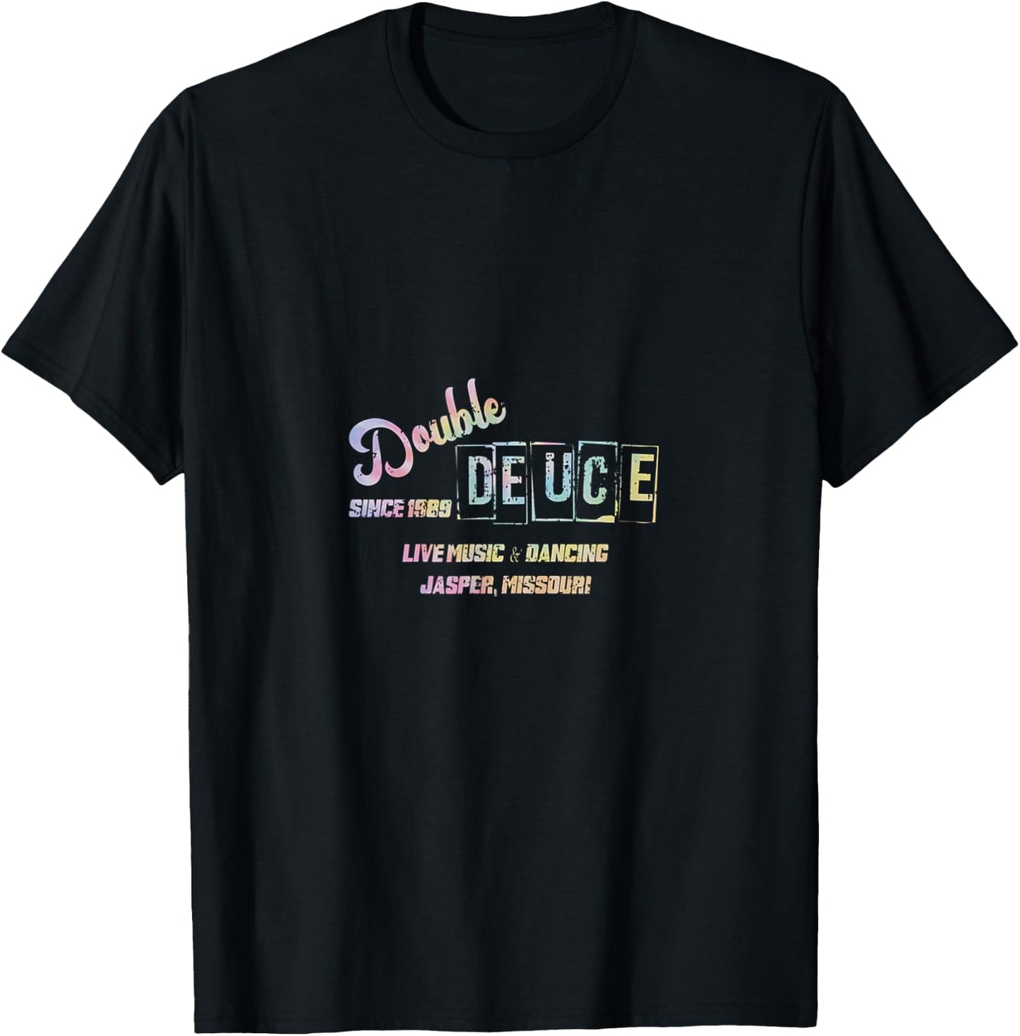 Retro 80s Double Deuce Roadhouse Tie Dye T-Shirt - T-Shirt | Black