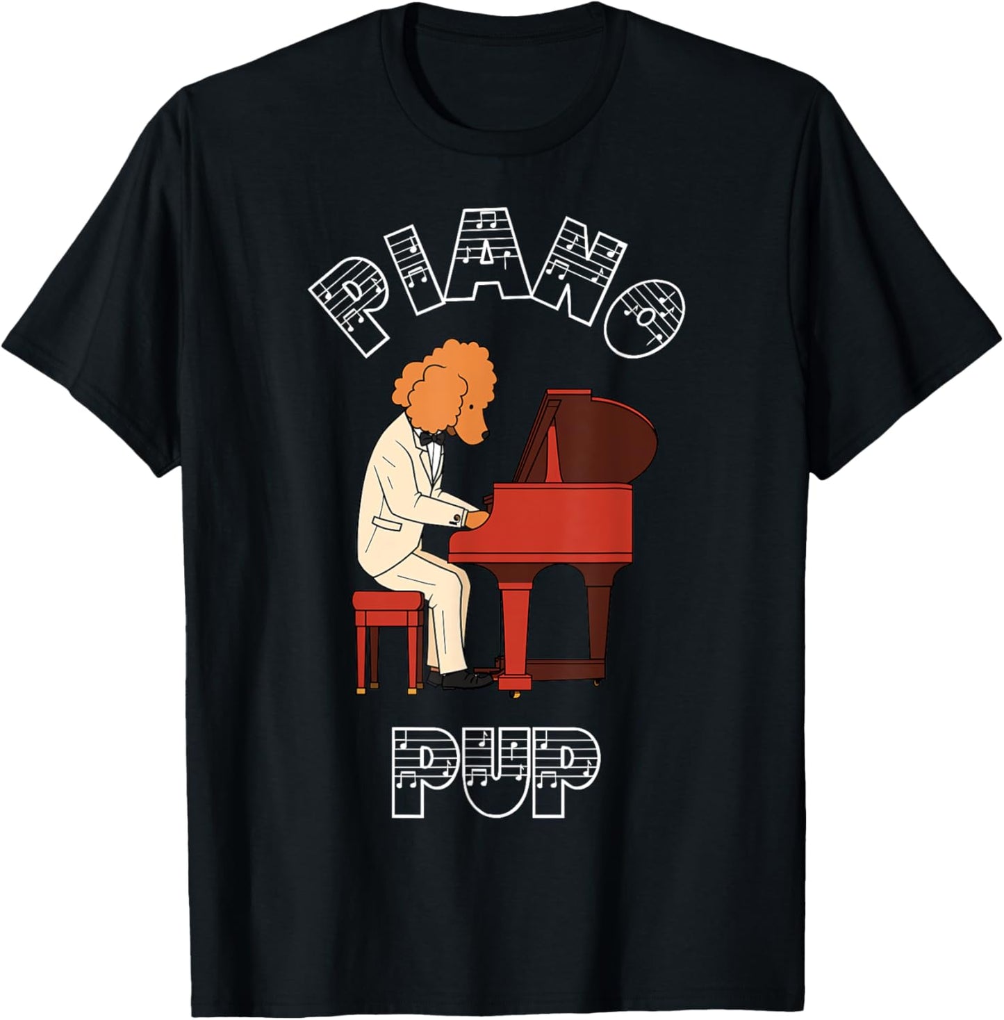 Goldendoodle Piano Paws Funny Dog Music T-Shirt - T-Shirt | Black