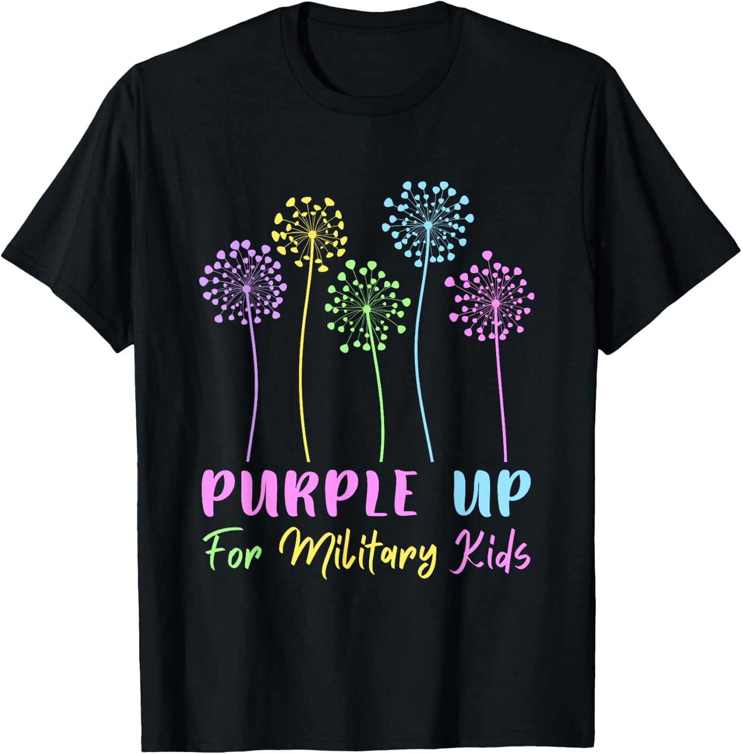 Purple up for Military Kids dandelion Month of the Military T-Shirt - T-Shirt | Black