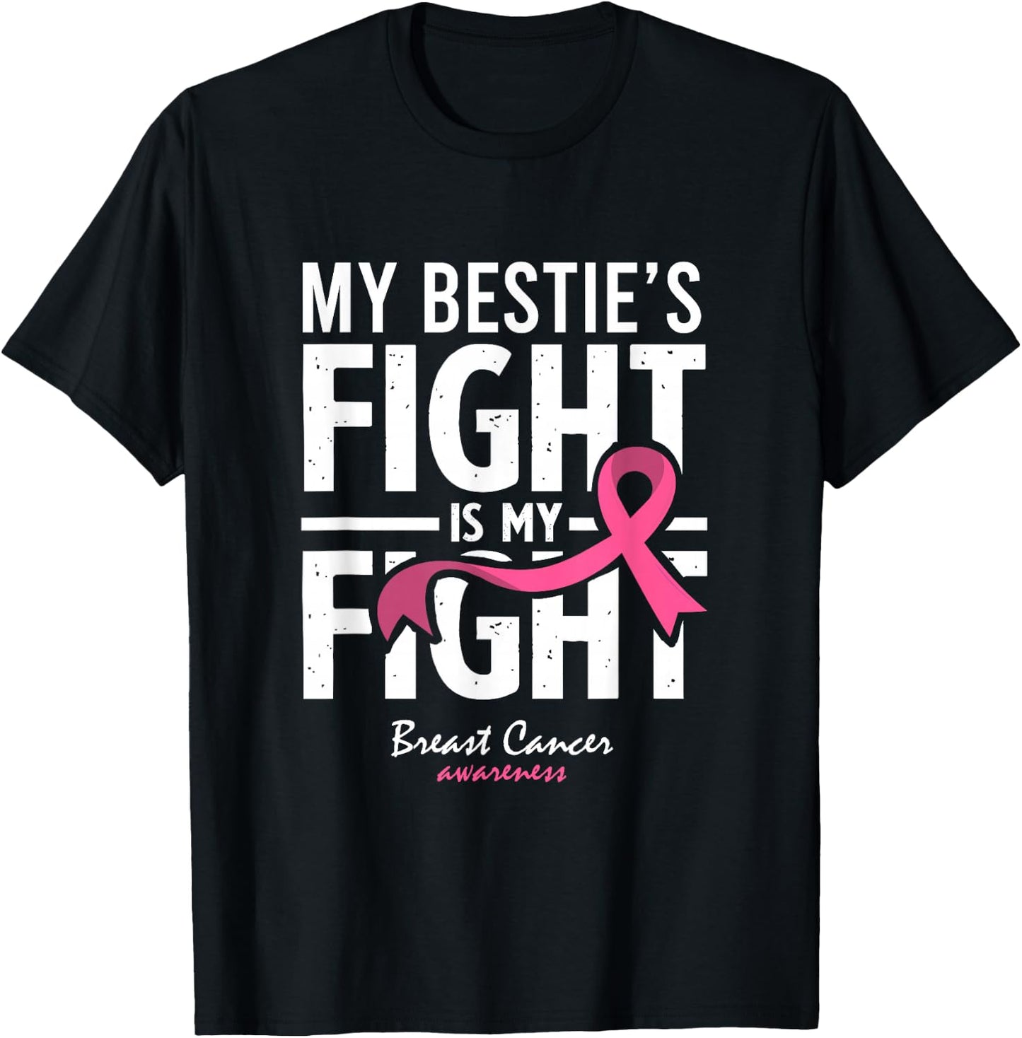 Pink Breast Cancer Bestie Survivor Support Friend T-Shirt - T-Shirt | Black