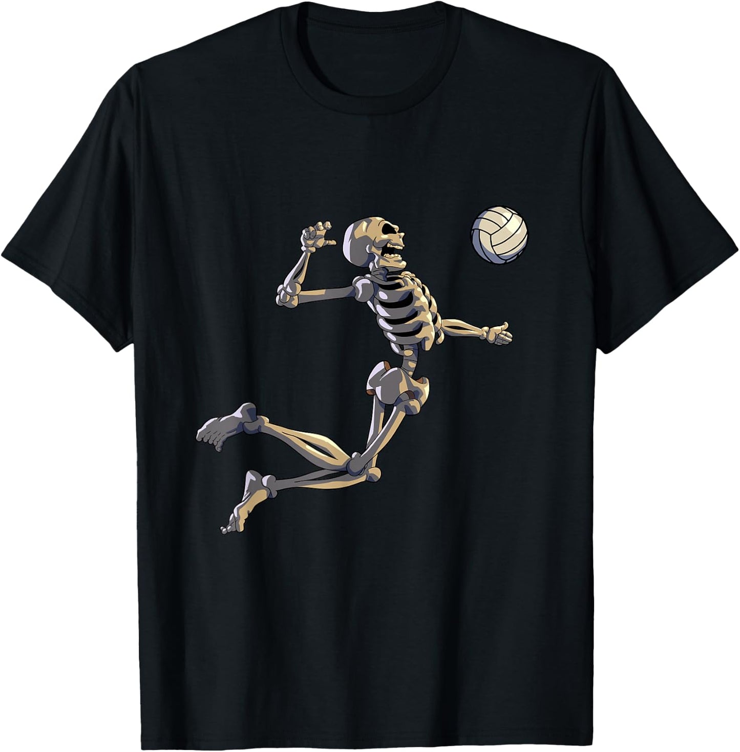 Volleyball Skeleton Women Men Volleyball Player Halloween T-Shirt - T-Shirt | Black