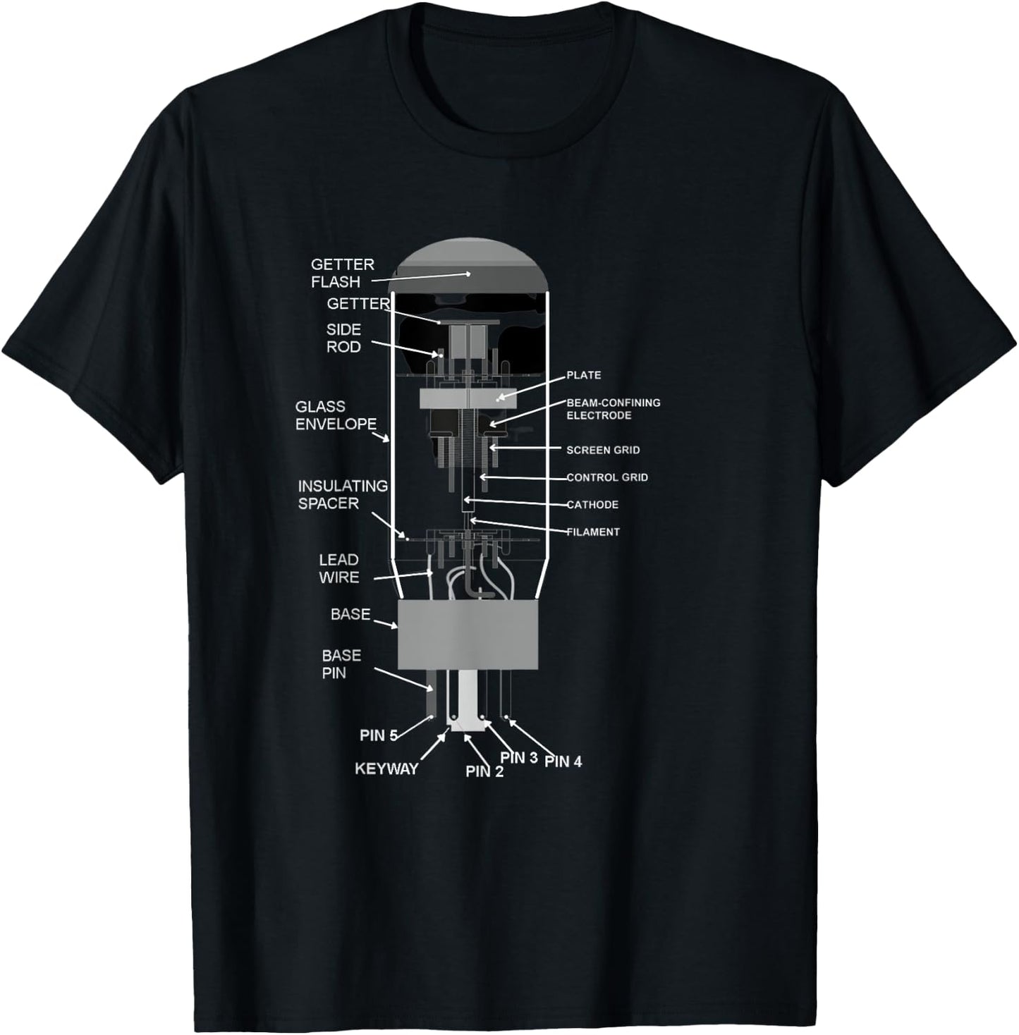 SolPrint 6L6 Vacuum Tube Diagram Design Top Guitarist T-Shirt - T-Shirt | Black