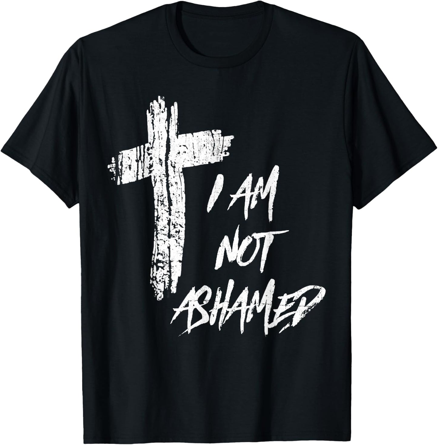 Vintage I Am Not Ashamed Cross Christian Collection T-Shirt - T-Shirt | Black