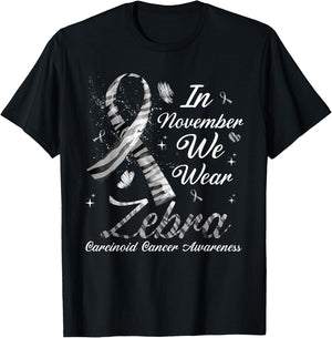In November We Wear Zebra Carcinoid Cancer Awareness T-Shirt - T-Shirt | Black
