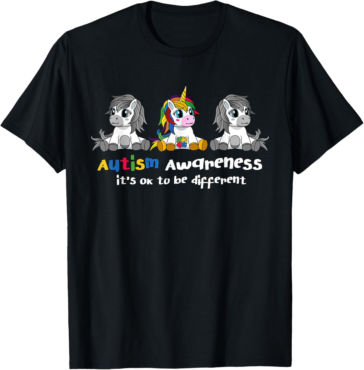 Autism Awareness Shirt - It's OK To Be Different Women T-Shirt - T-Shirt | Black