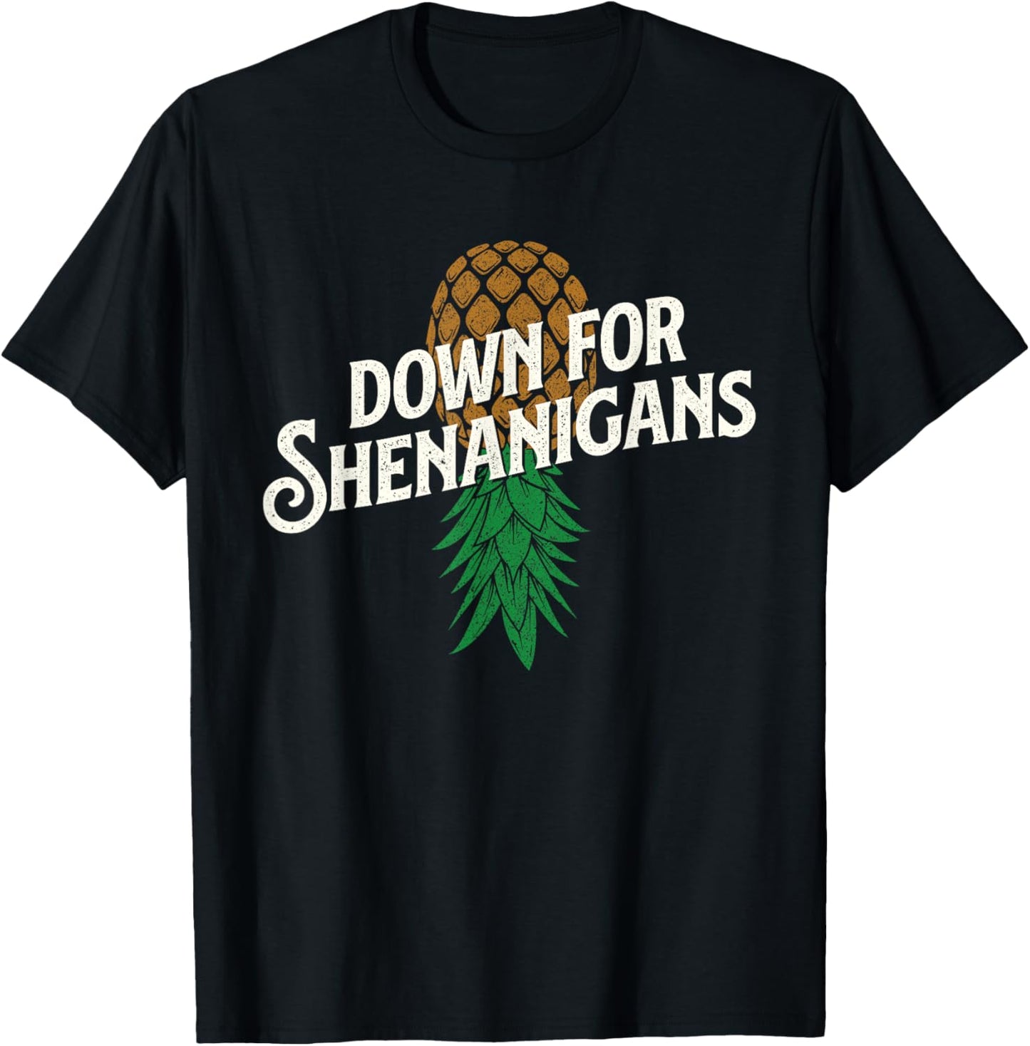 Down for Shenanigans - Swinger Couple Upside Down Pineapple T-Shirt - T-Shirt | Black