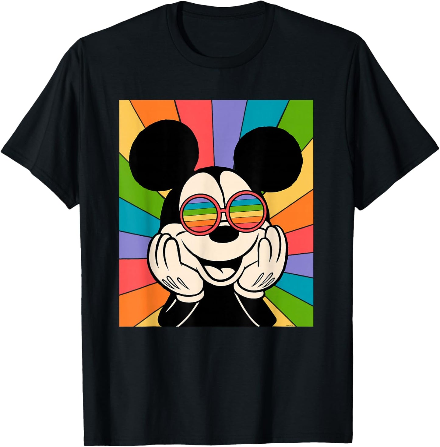 Disney Mickey Mouse Sun Burst Retro Small T-Shirt - T-Shirt | Black