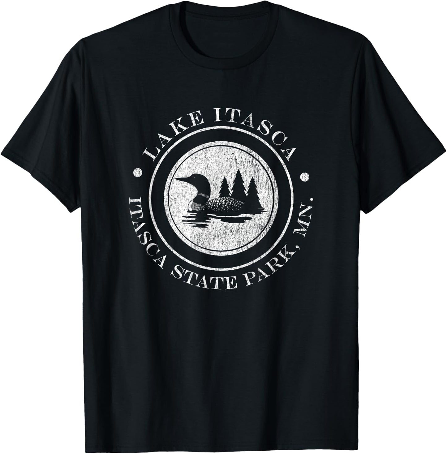 Minnesota - Lake Itasca - Itasca State Park with Loon T-Shirt - T-Shirt | Black
