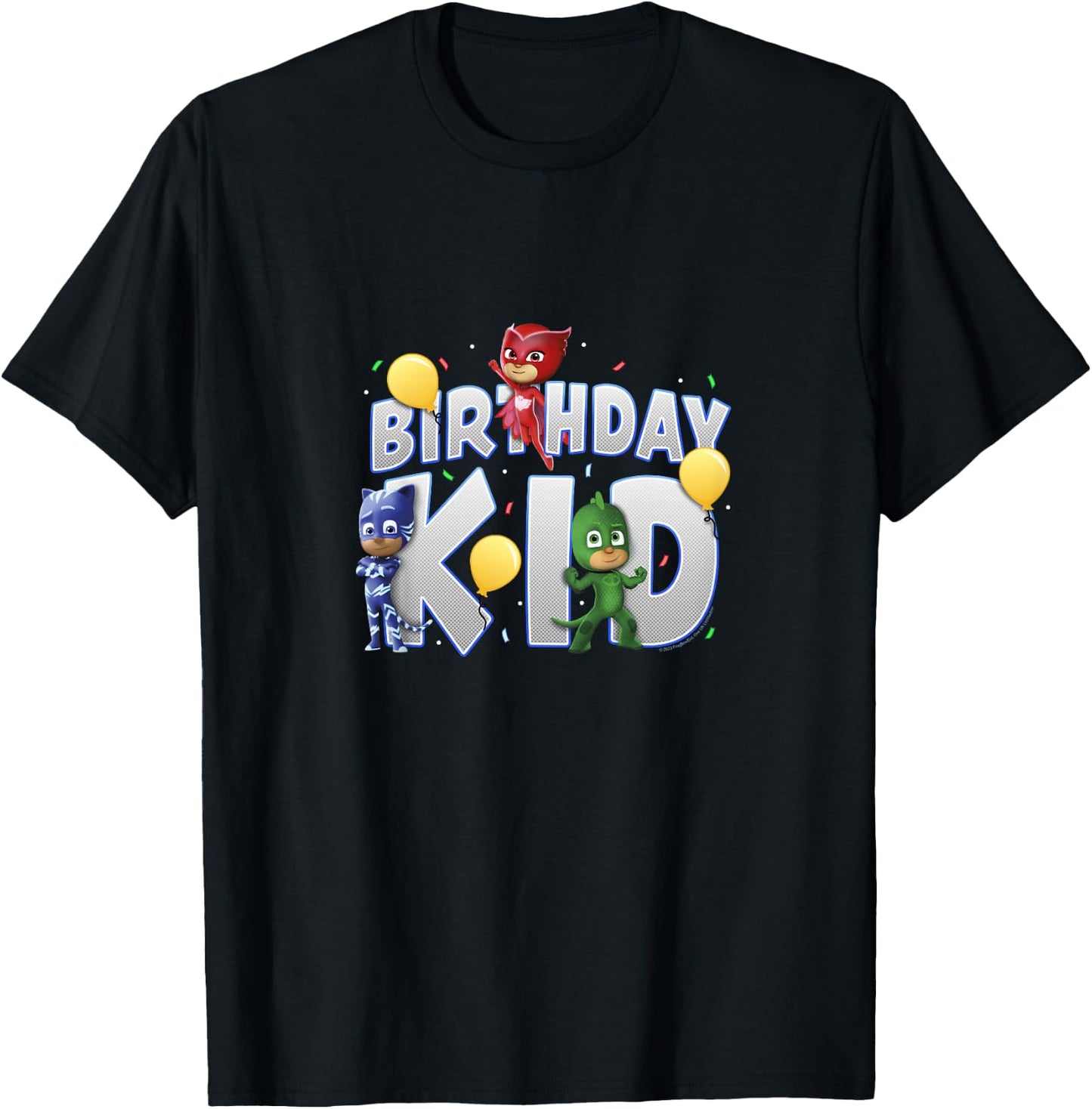 Kids PJ Masks Birthday Kid Catboy Owlette & Gekko Youth T-Shirt - T-Shirt | Black