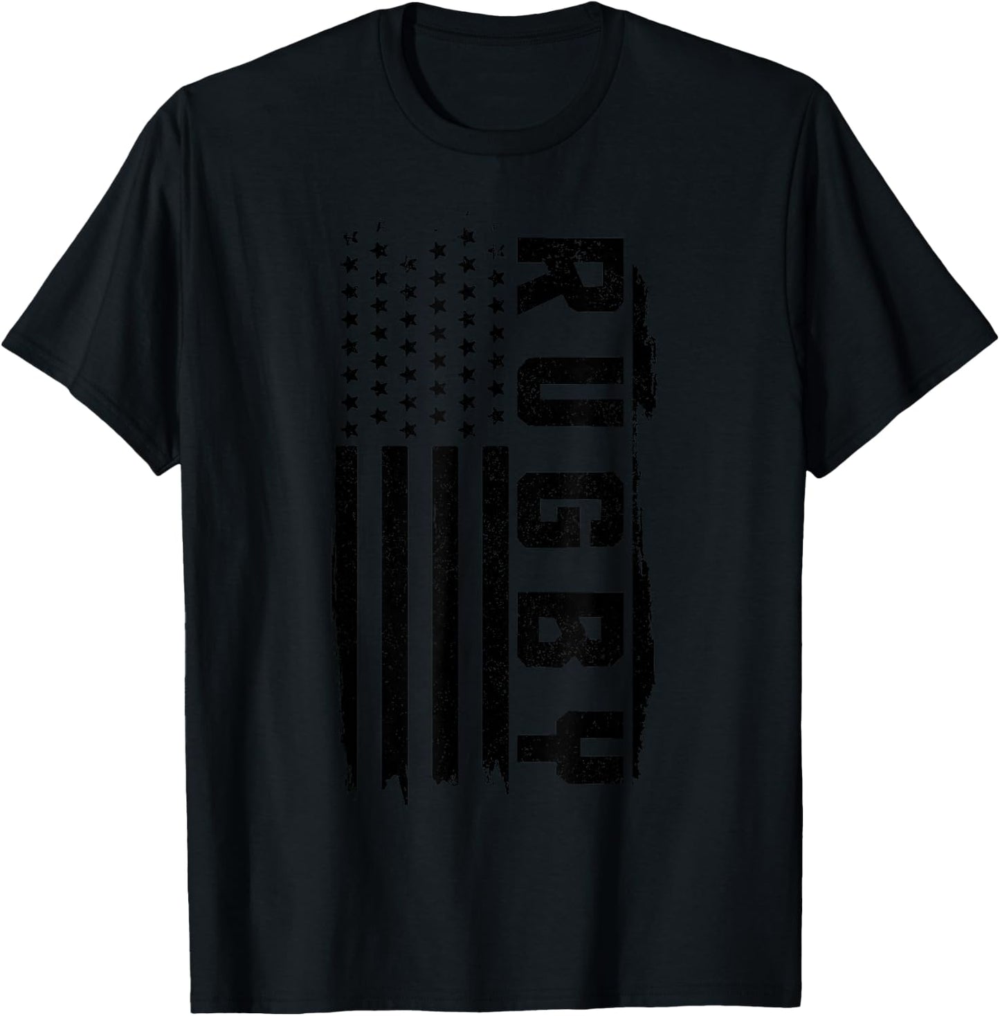 Rugby Player American Flag Patriotic Vintage Rugby T-Shirt - T-Shirt | Black