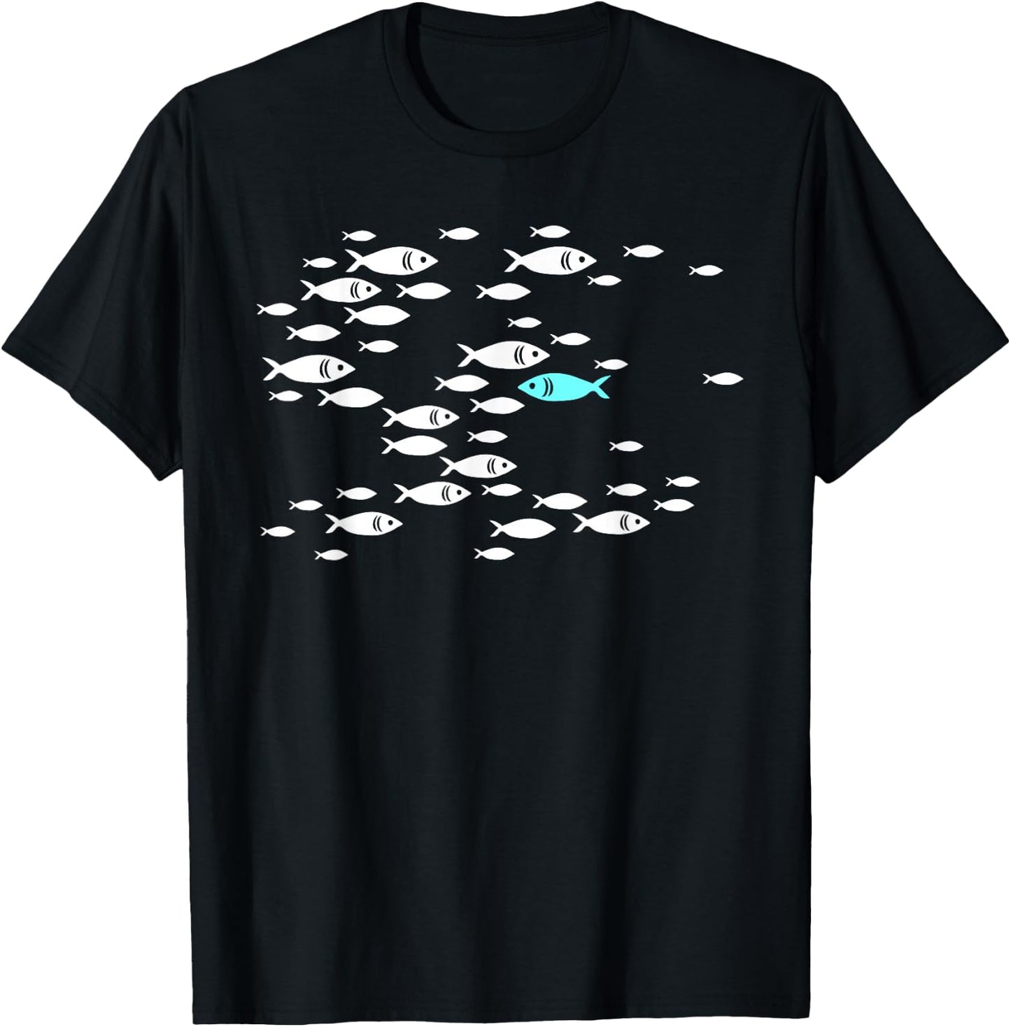 Fish Swim Against The Current in The sea T-Shirt - T-Shirt | Black