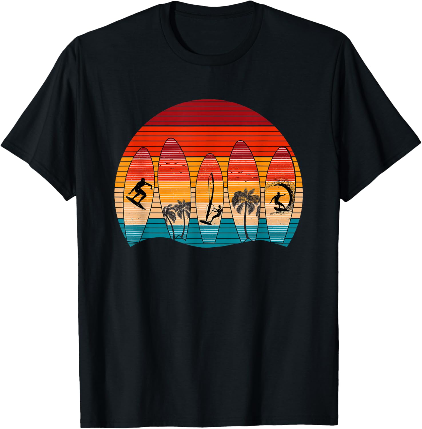 Surf Life Vintage Surfing Retro Beach Surf Board Surfer Women Kids T-Shirt - T-Shirt | Black