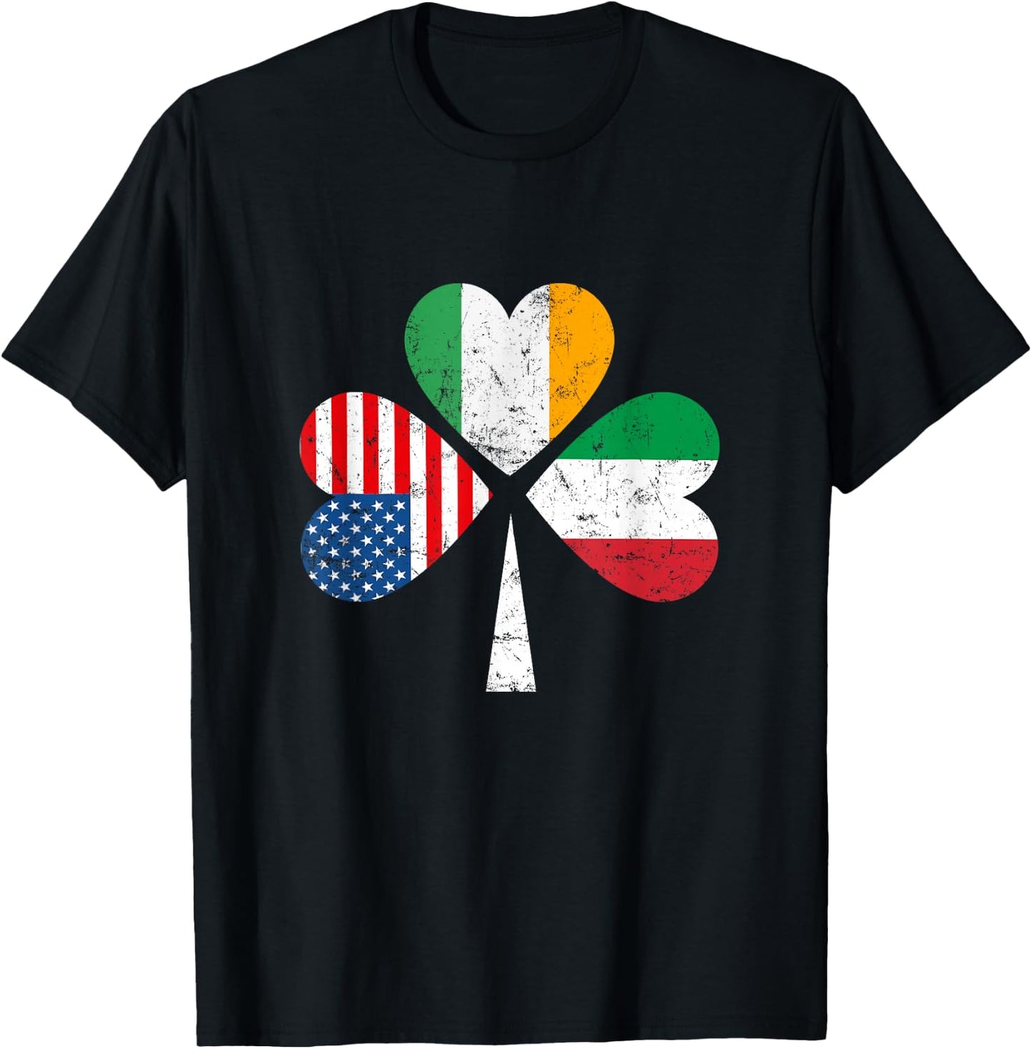 Irish Italian American Flag Ireland Italy USA Patrick's Day T-Shirt - T-Shirt | Black