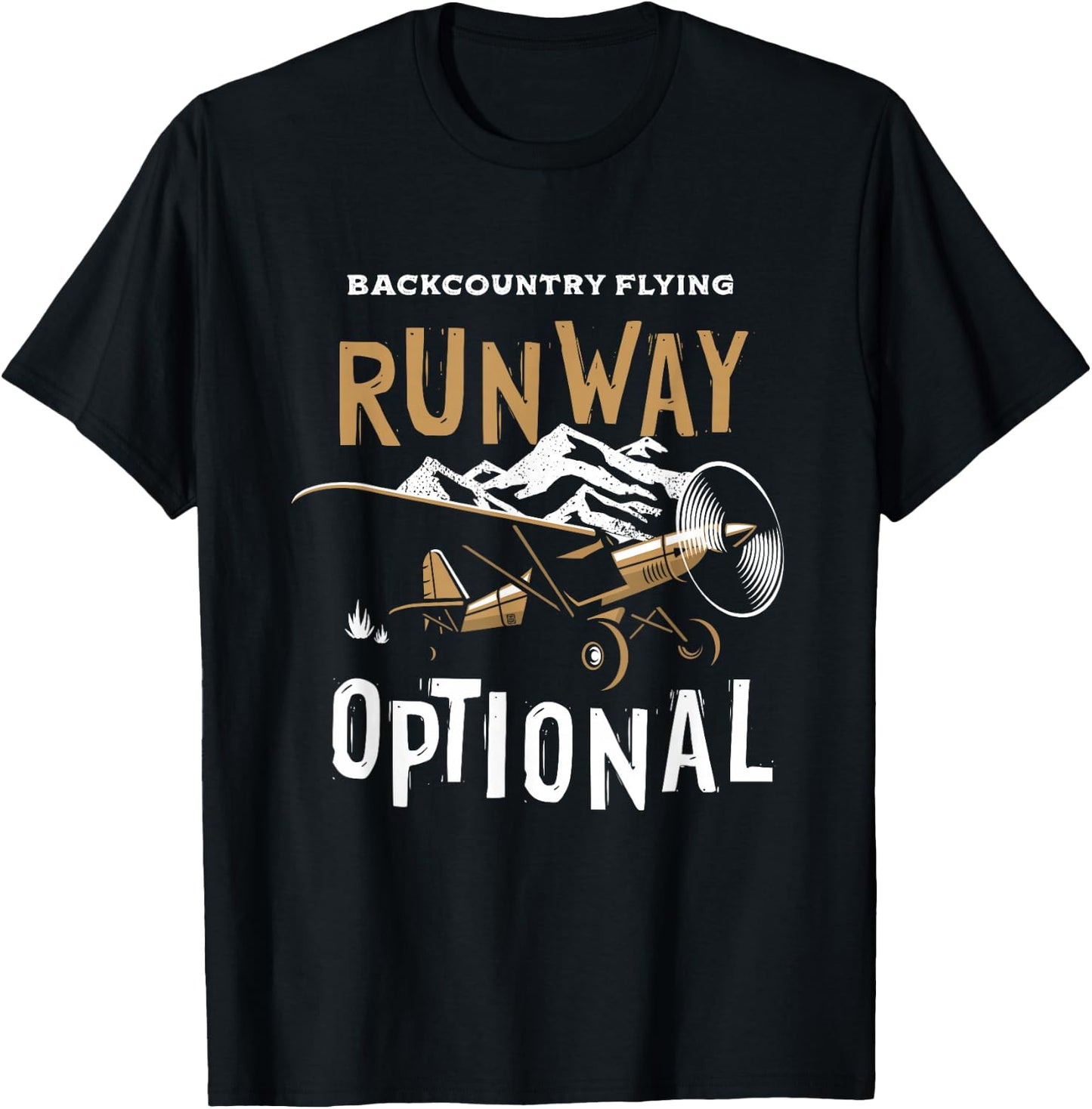 STOL Bushplane Pilot Backcountry Flying Runway Optional T-Shirt - T-Shirt | Black