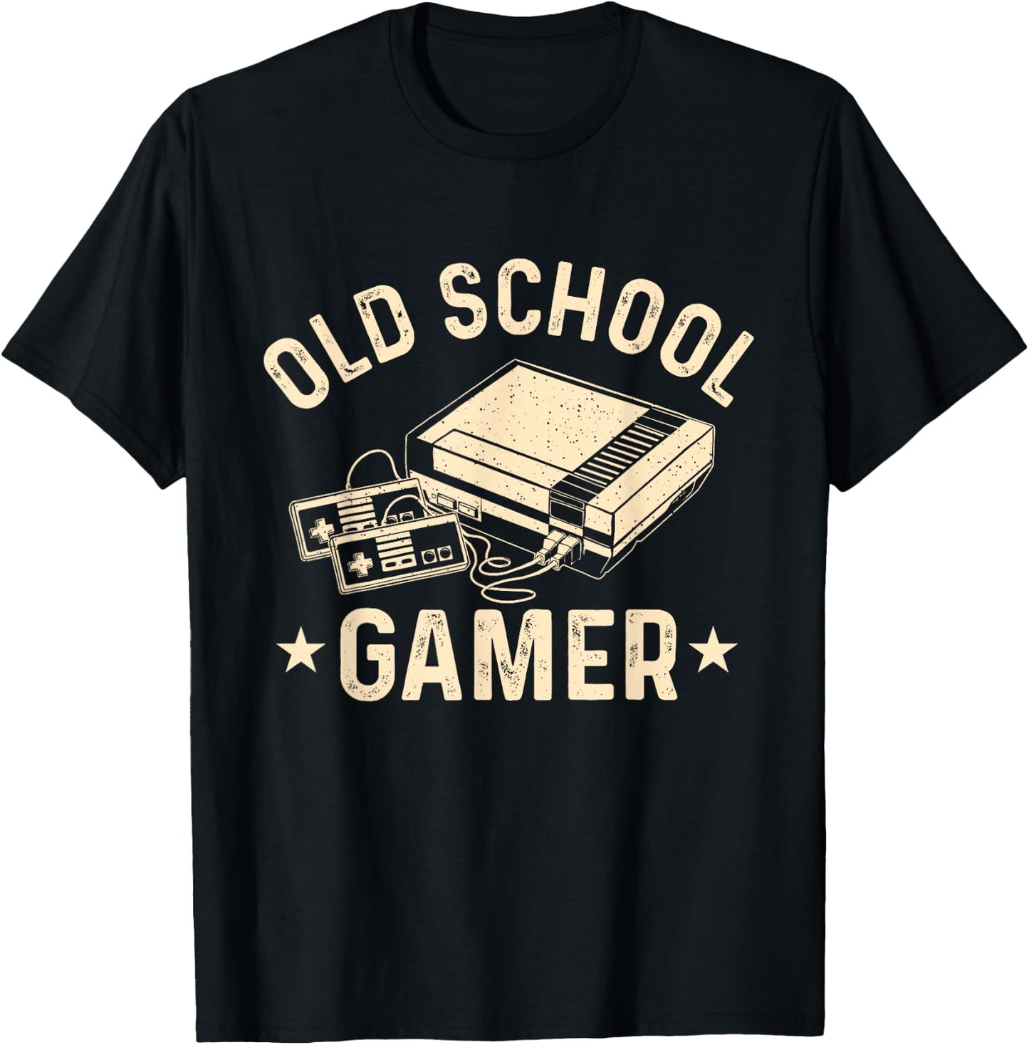 Old School Gamer - Vintage Gaming Video Games Controller T-Shirt - T-Shirt | Black