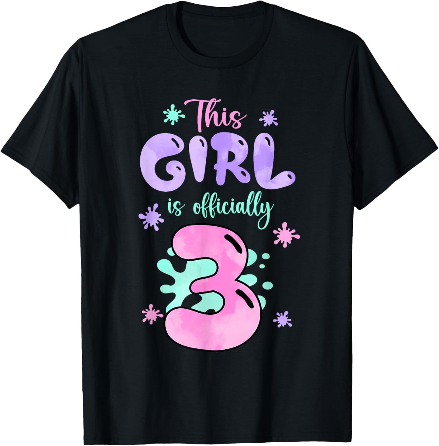This Girl Is Officially 3 Year Old Slime Queen 3rd Birthday T-Shirt - T-Shirt | Black