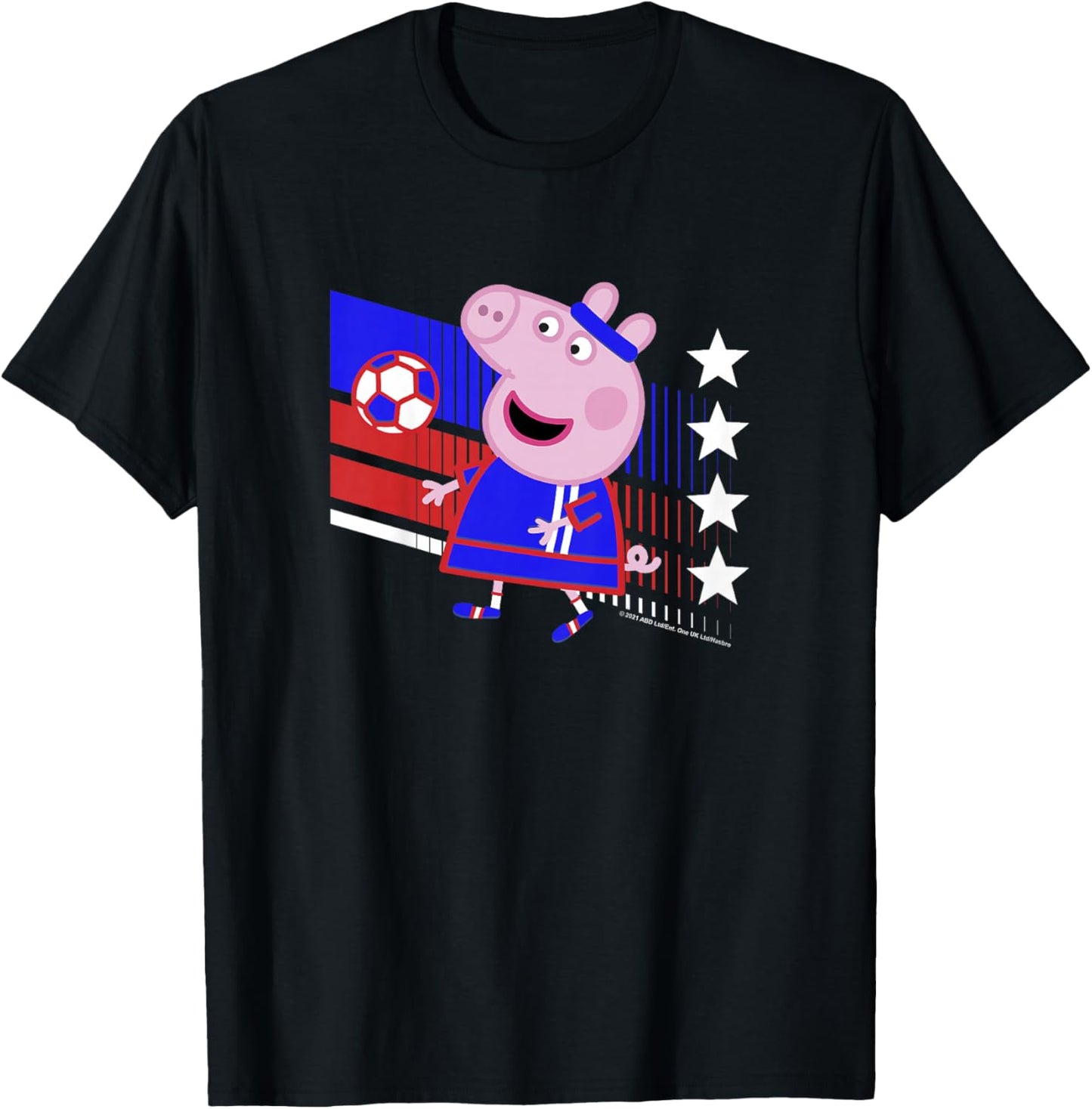 Kids Peppa Pig George Pig Football Soccer V3 T-Shirt - T-Shirt | Black