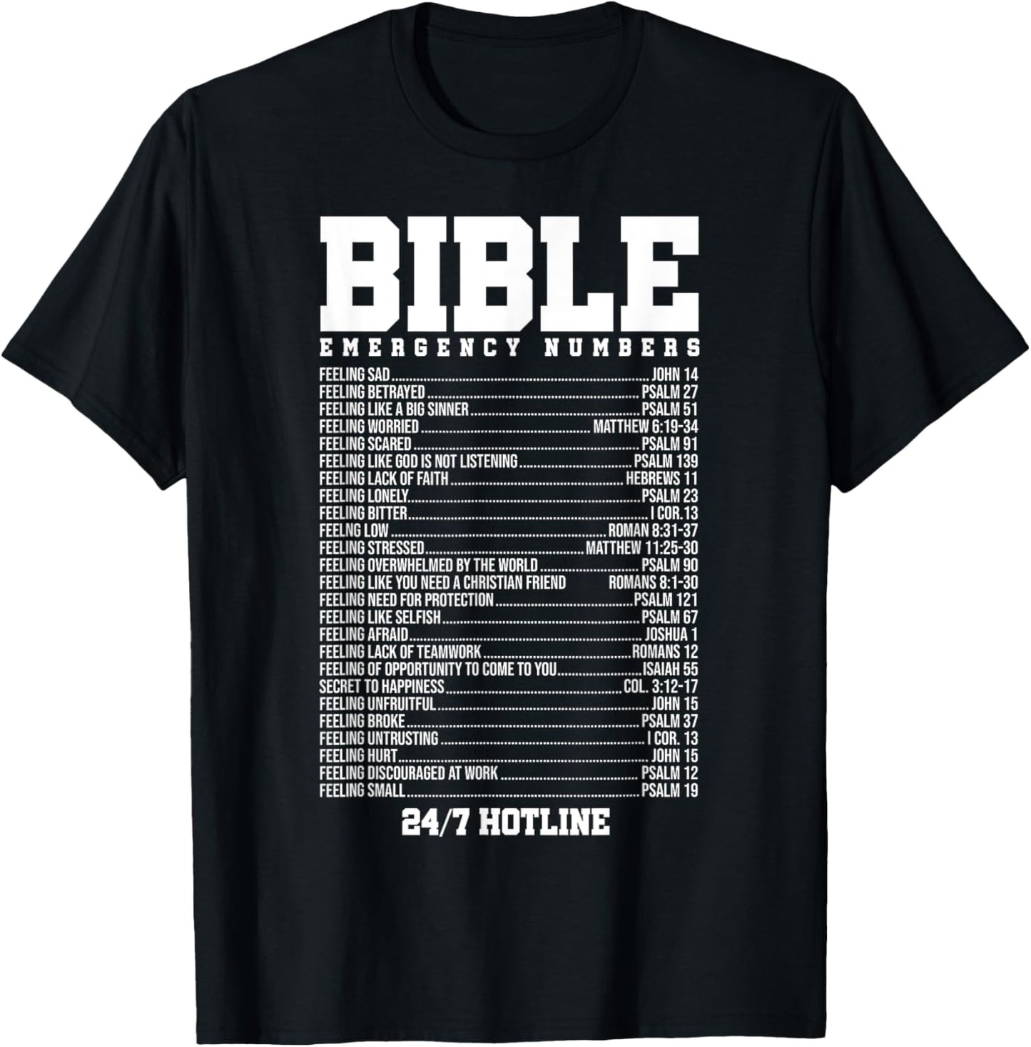 Bible Verses Emergency Number Hotline Christian Religious T-Shirt - T-Shirt | Black